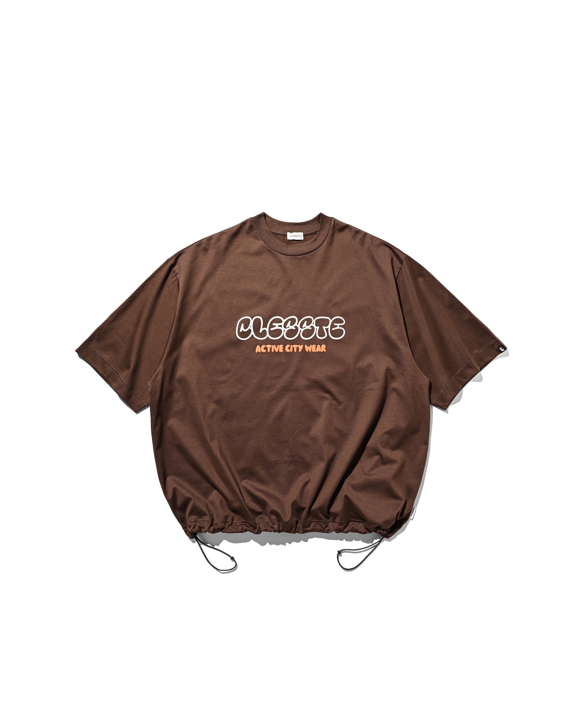 【8.23 SAT 20:00- IN STOCK】BUBBLE LOGO PRINT MASSIVE T-SHIRT WITH DRAWSTRINGS (BROWN)