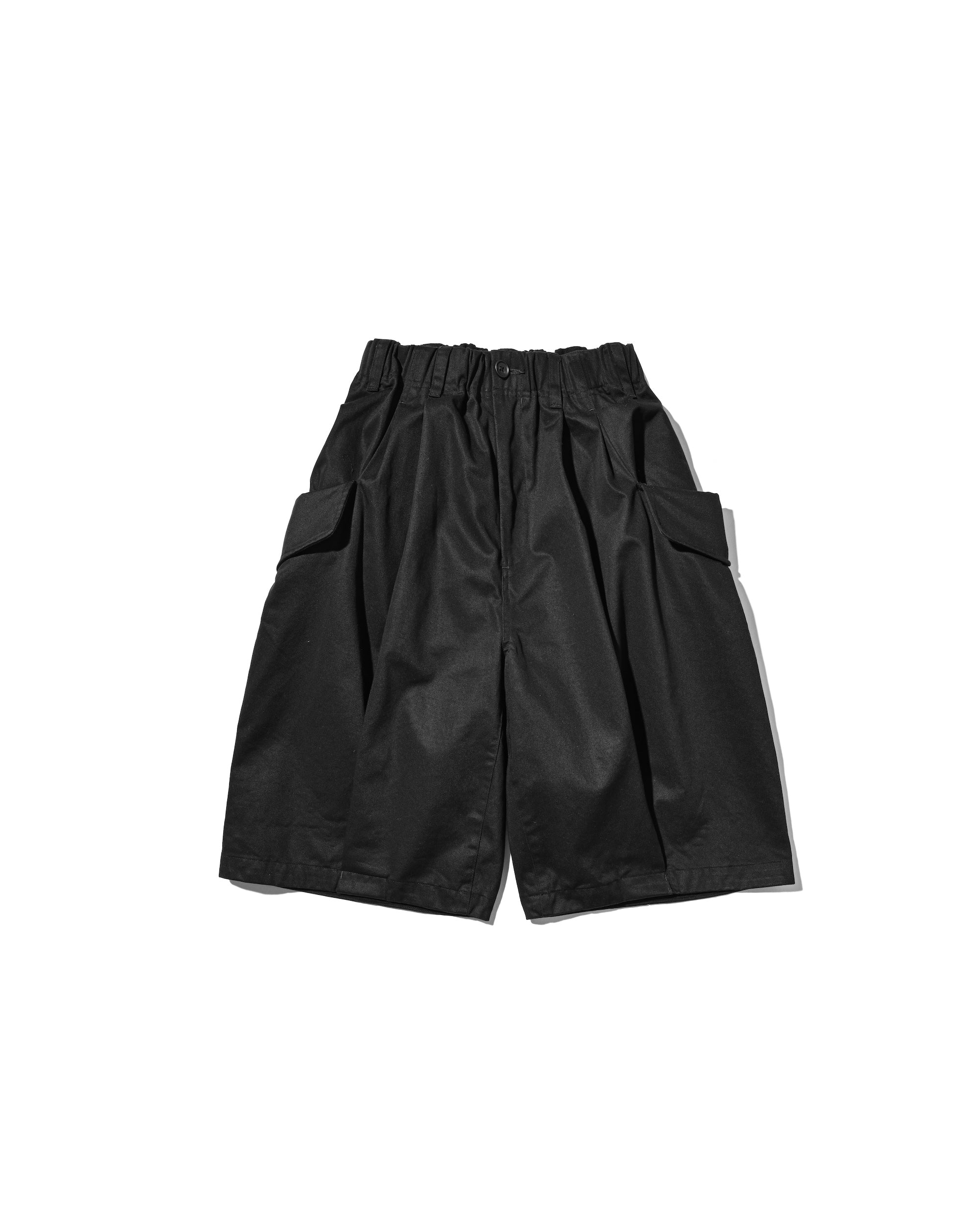 FLAP WIDE BALLOON HALF PANTS (BLACK)