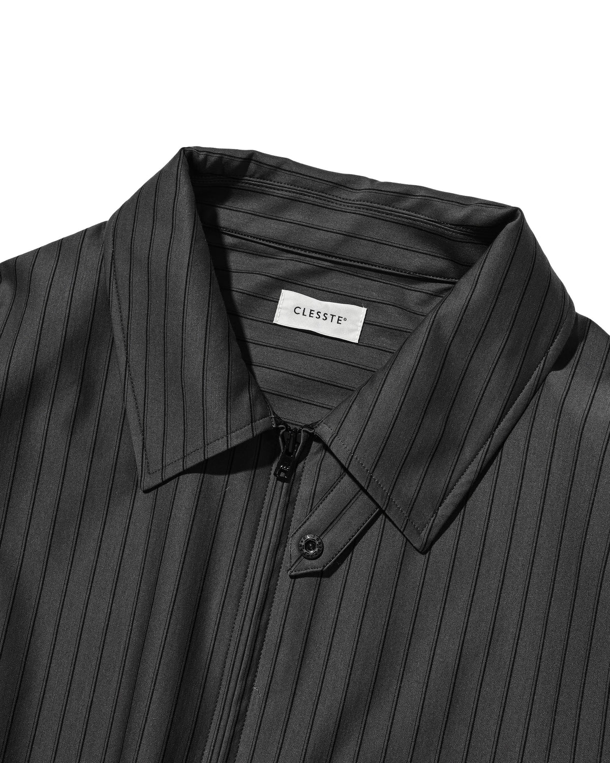【10.24 SAT 20:00- IN STOCK】 THICK/THIN STRIPE 46G KNIT EVERYDAY ZIP UP L/S SHIRT (CHARCOAL STRIPE)
