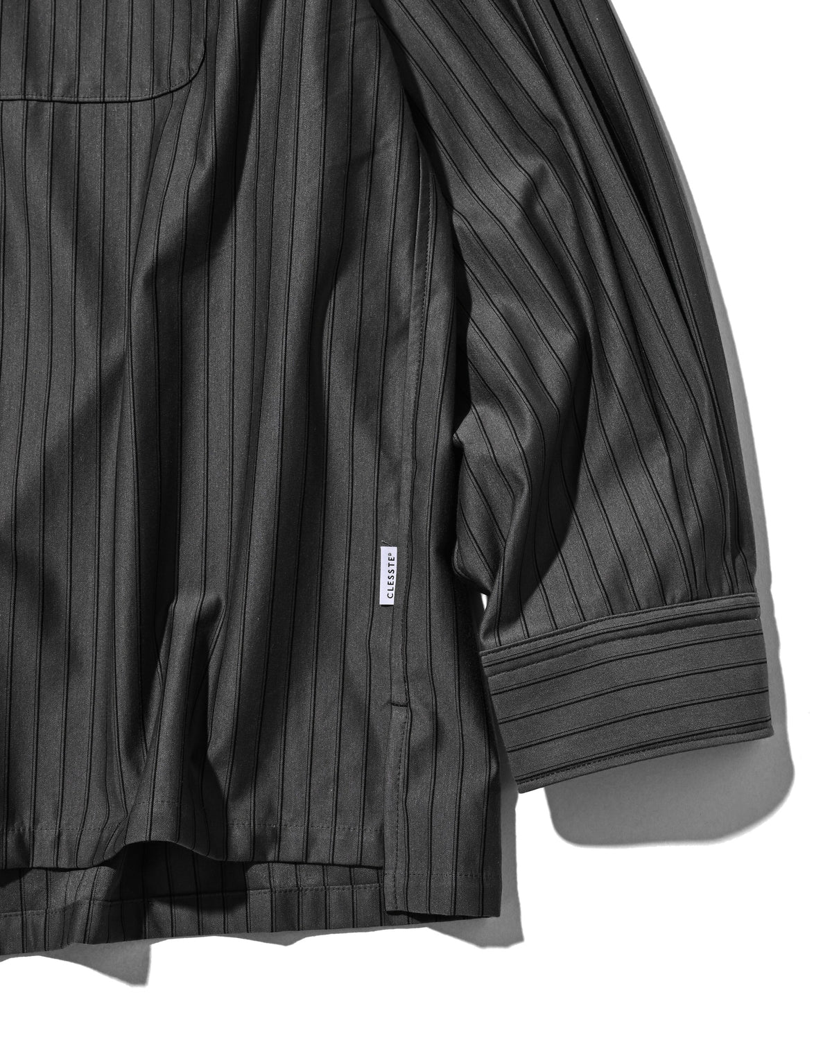 【10.24 SAT 20:00- IN STOCK】 THICK/THIN STRIPE 46G KNIT EVERYDAY ZIP UP L/S SHIRT (CHARCOAL STRIPE)