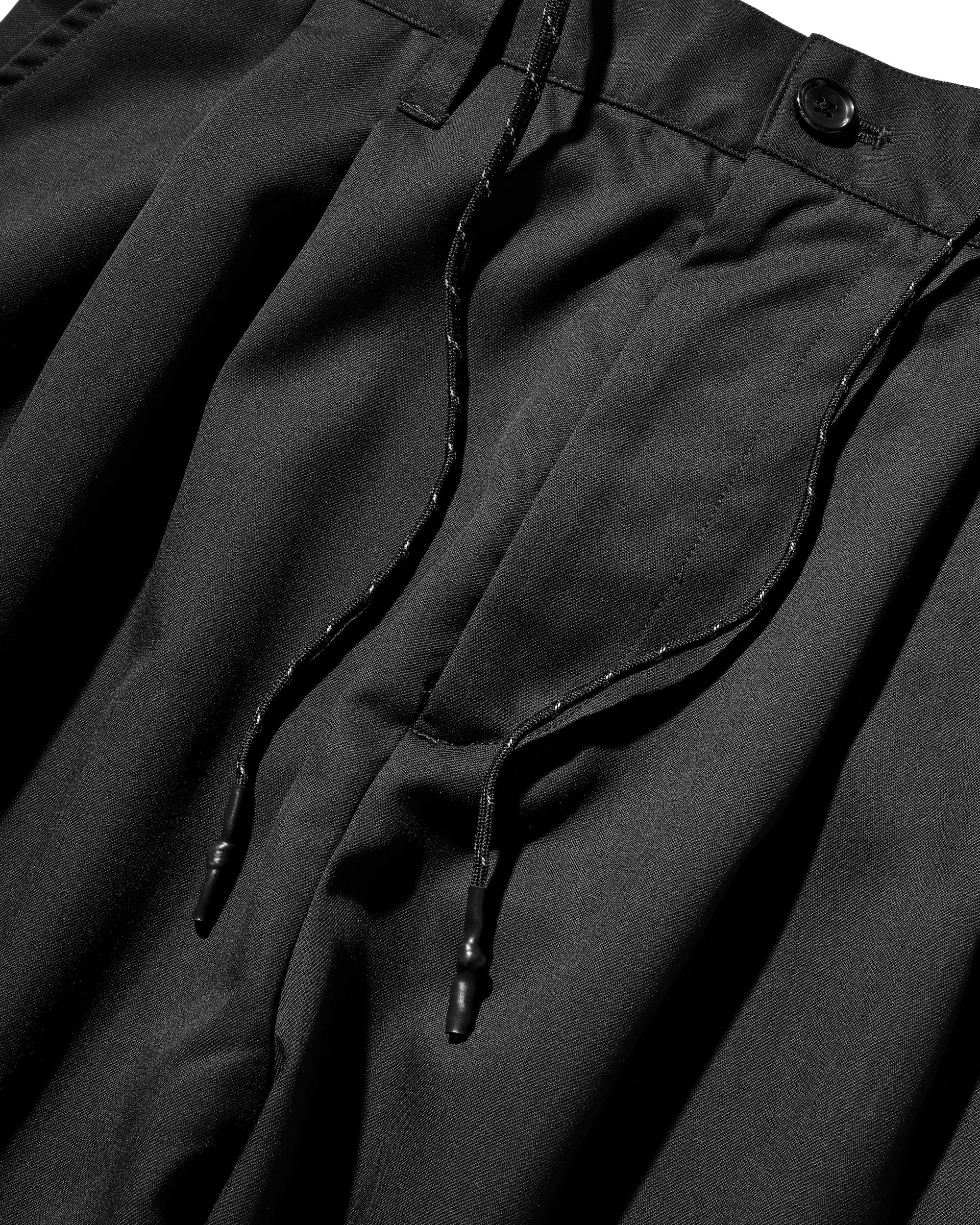 【9.6 SAT 20:00- IN STOCK】WOOL GABARDINE CITY UNIFORM WIDE TAPERED PANTS (BLACK)