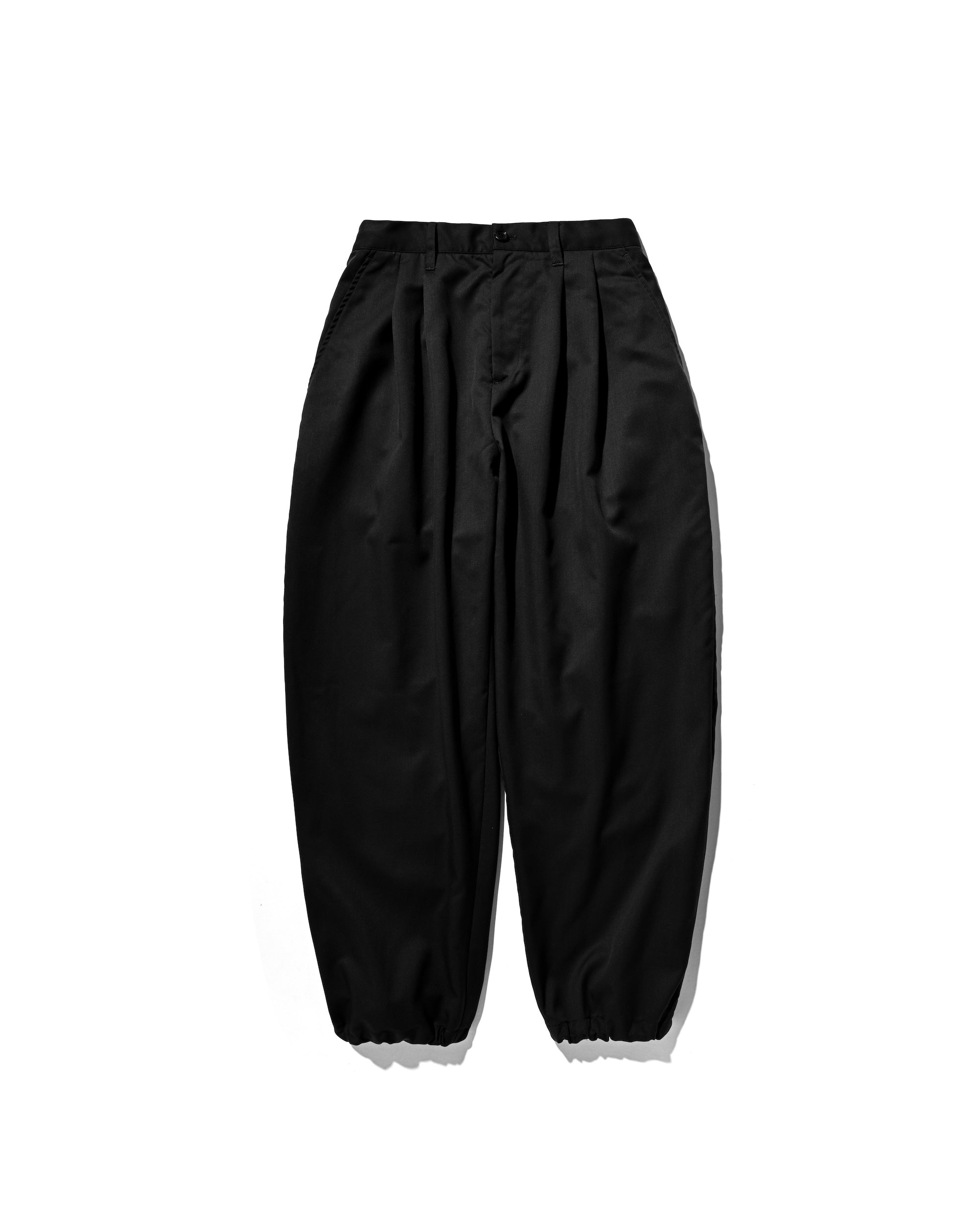 【9.6 SAT 20:00- IN STOCK】WOOL GABARDINE CITY UNIFORM WIDE TAPERED PANTS (BLACK)