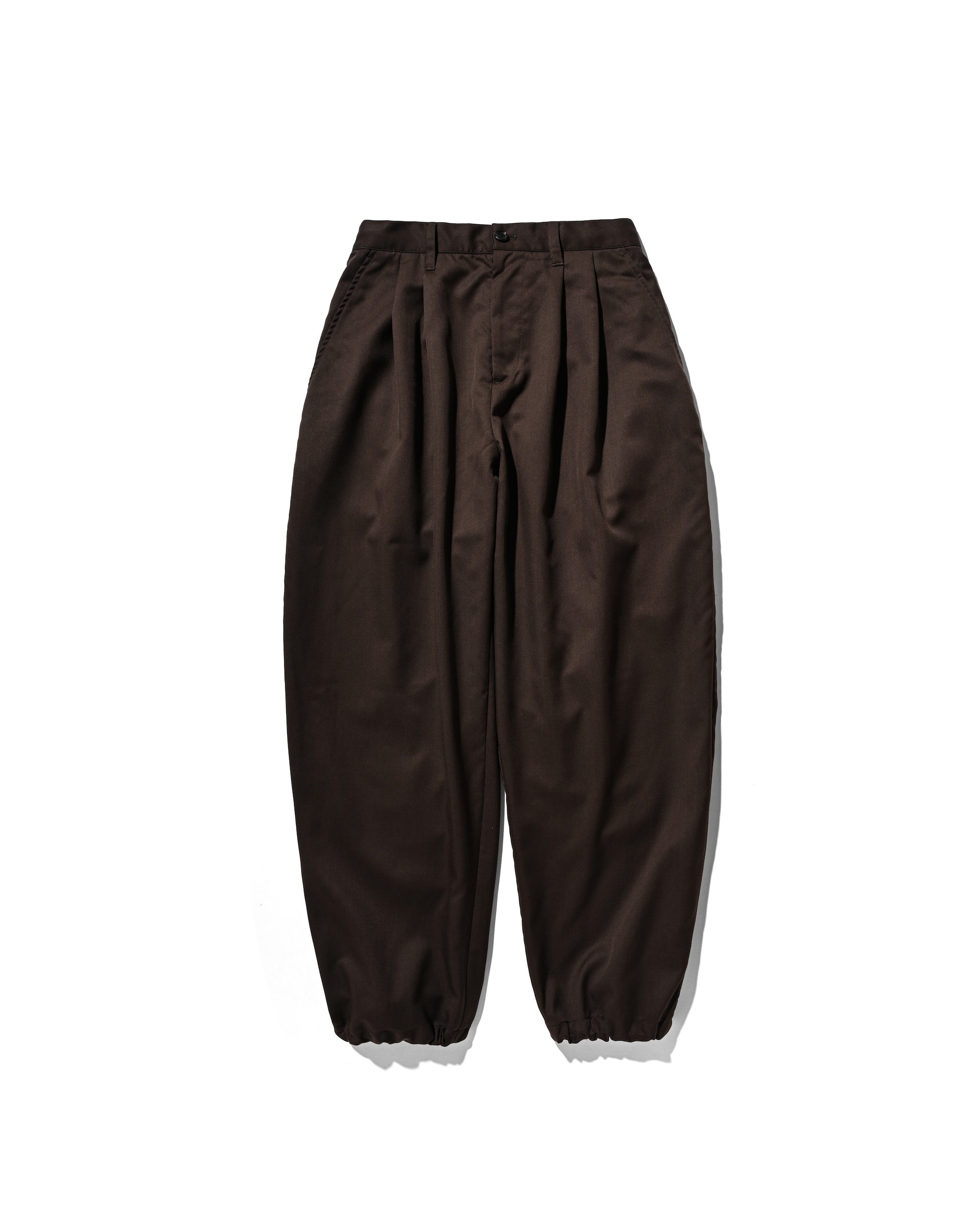 【9.6 SAT 20:00- IN STOCK】WOOL GABARDINE CITY UNIFORM WIDE TAPERED PANTS (BROWN)