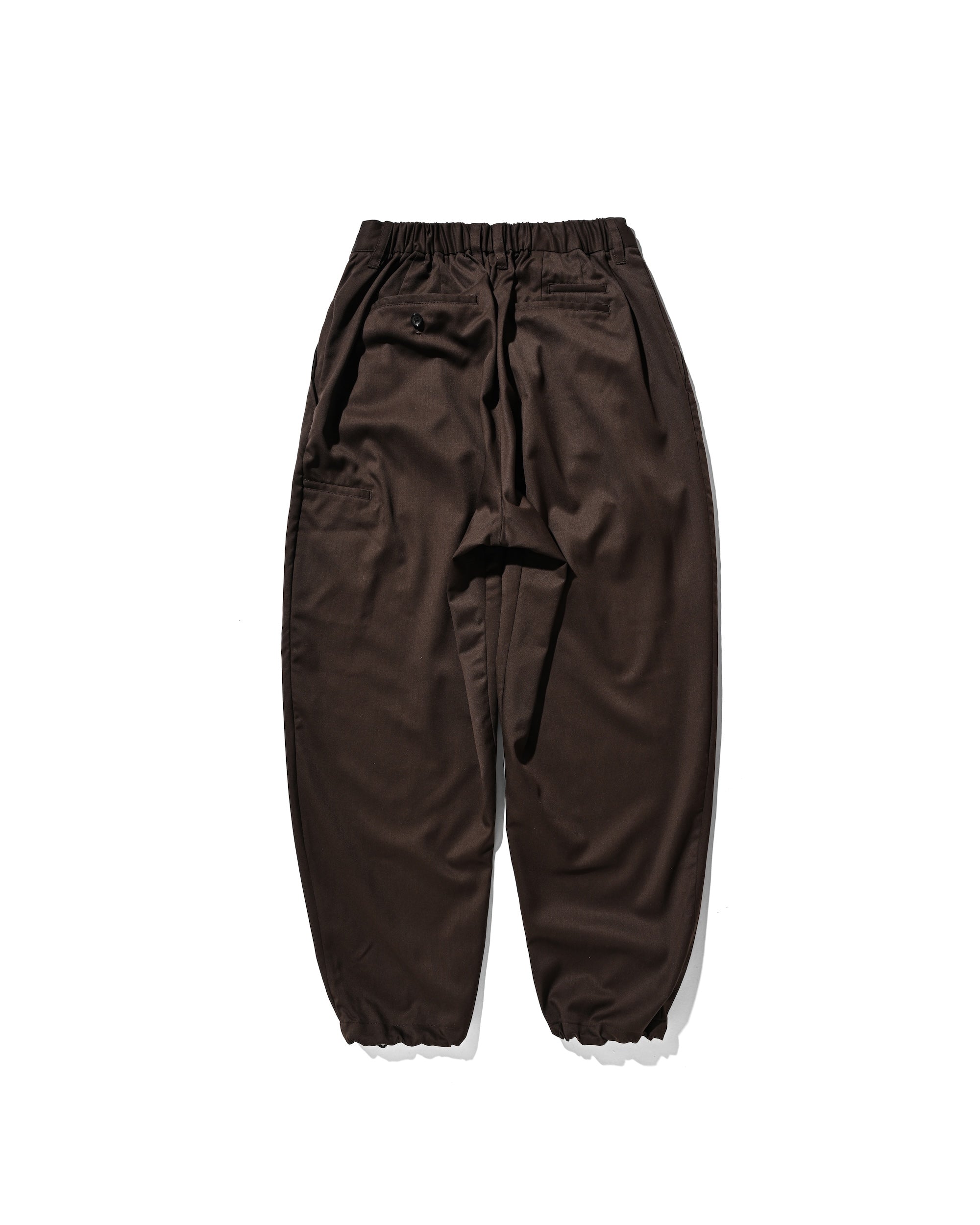 【9.6 SAT 20:00- IN STOCK】WOOL GABARDINE CITY UNIFORM WIDE TAPERED PANTS (BROWN)