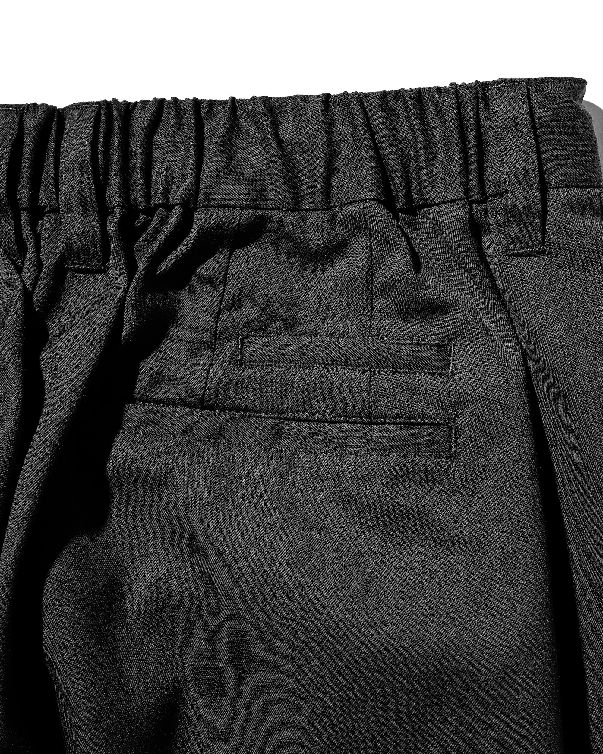 【9.6 SAT 20:00- IN STOCK】WOOL GABARDINE CITY UNIFORM WIDE TAPERED PANTS (BLACK)