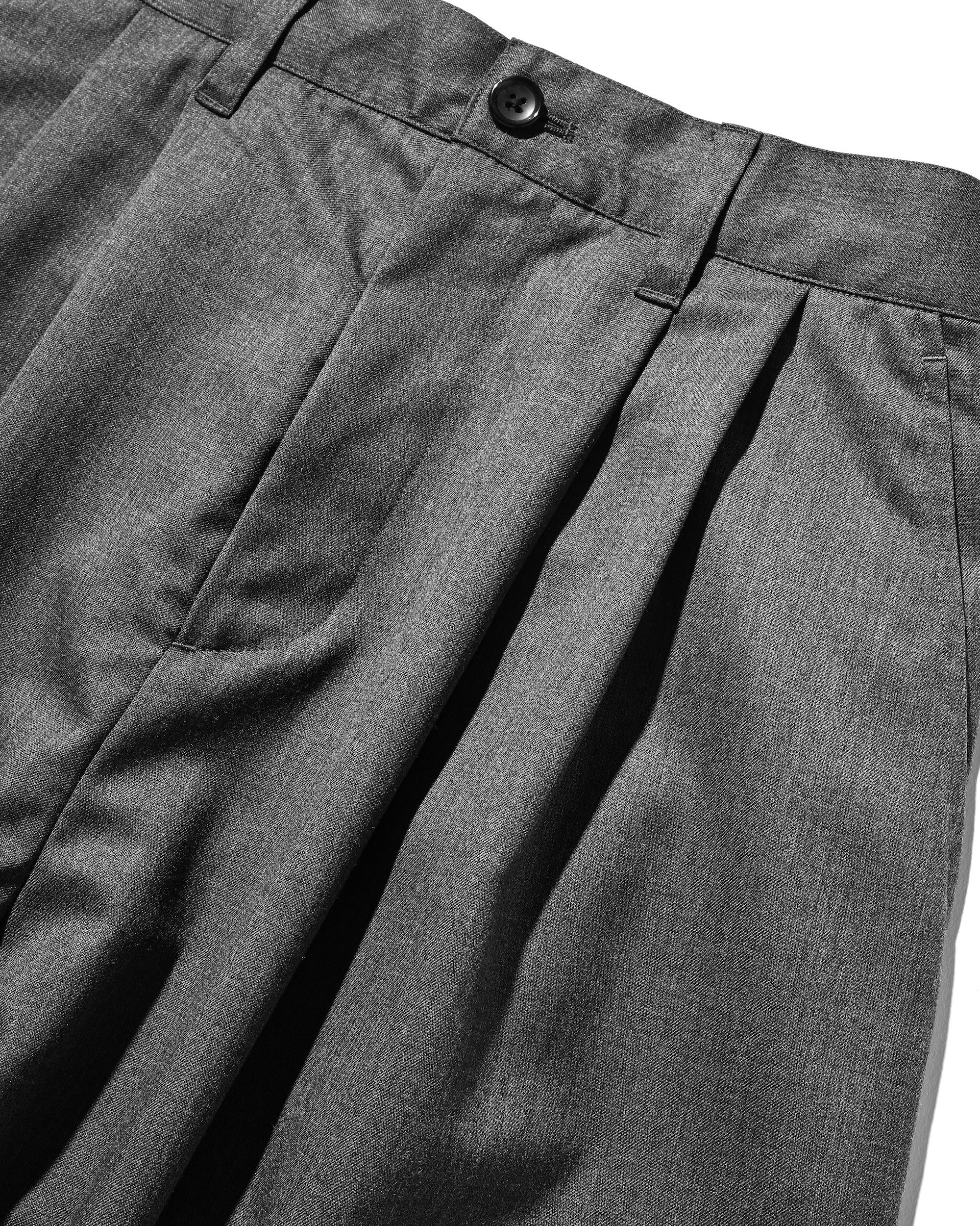 【9.6 SAT 20:00- IN STOCK】WOOL GABARDINE CITY UNIFORM WIDE TAPERED PANTS (GRAY)
