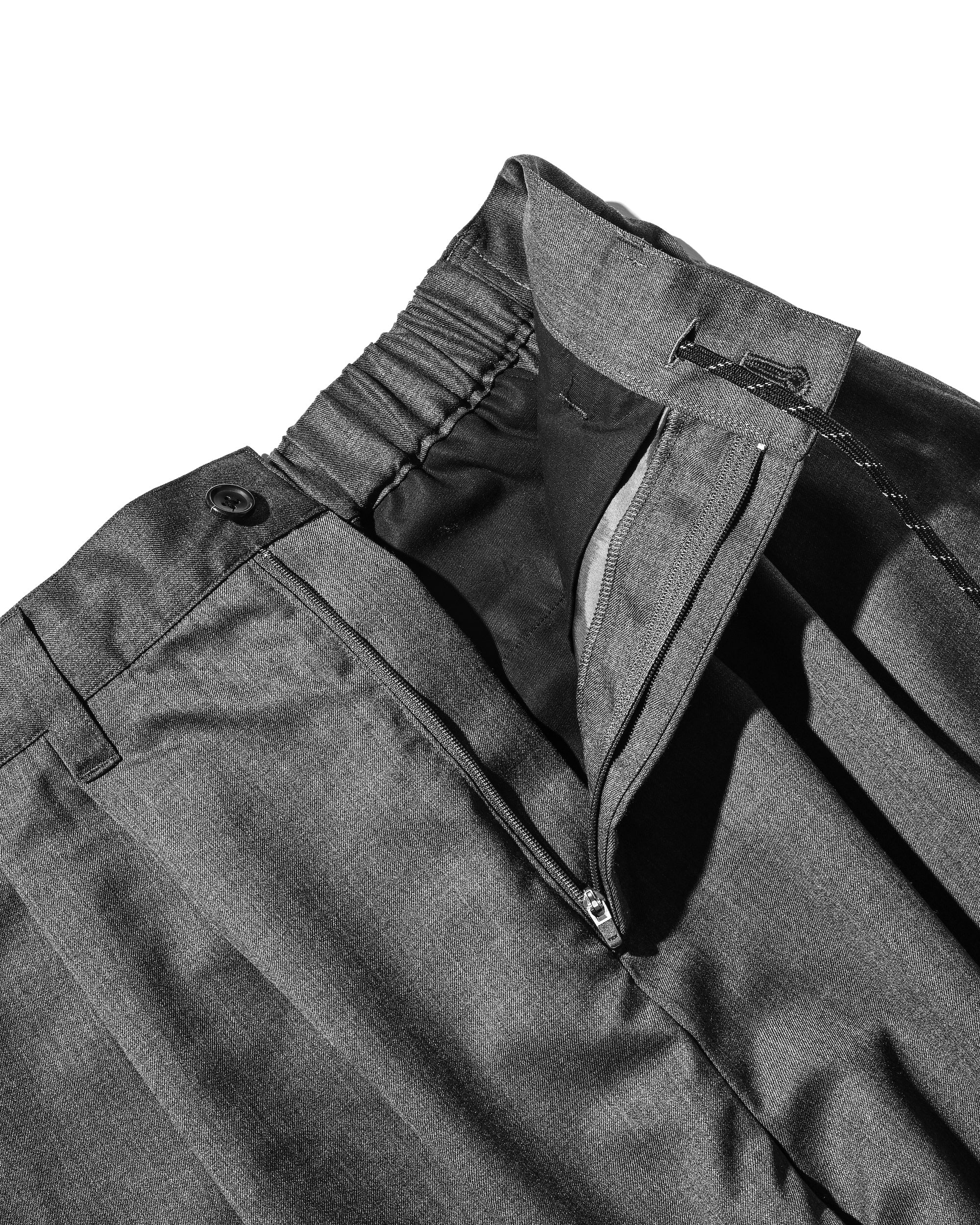 【9.6 SAT 20:00- IN STOCK】WOOL GABARDINE CITY UNIFORM WIDE TAPERED PANTS (GRAY)