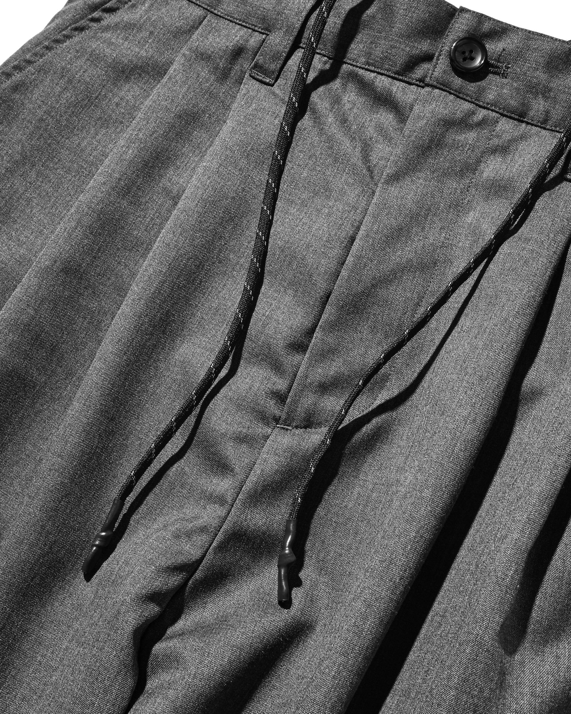 【9.6 SAT 20:00- IN STOCK】WOOL GABARDINE CITY UNIFORM WIDE TAPERED PANTS (GRAY)