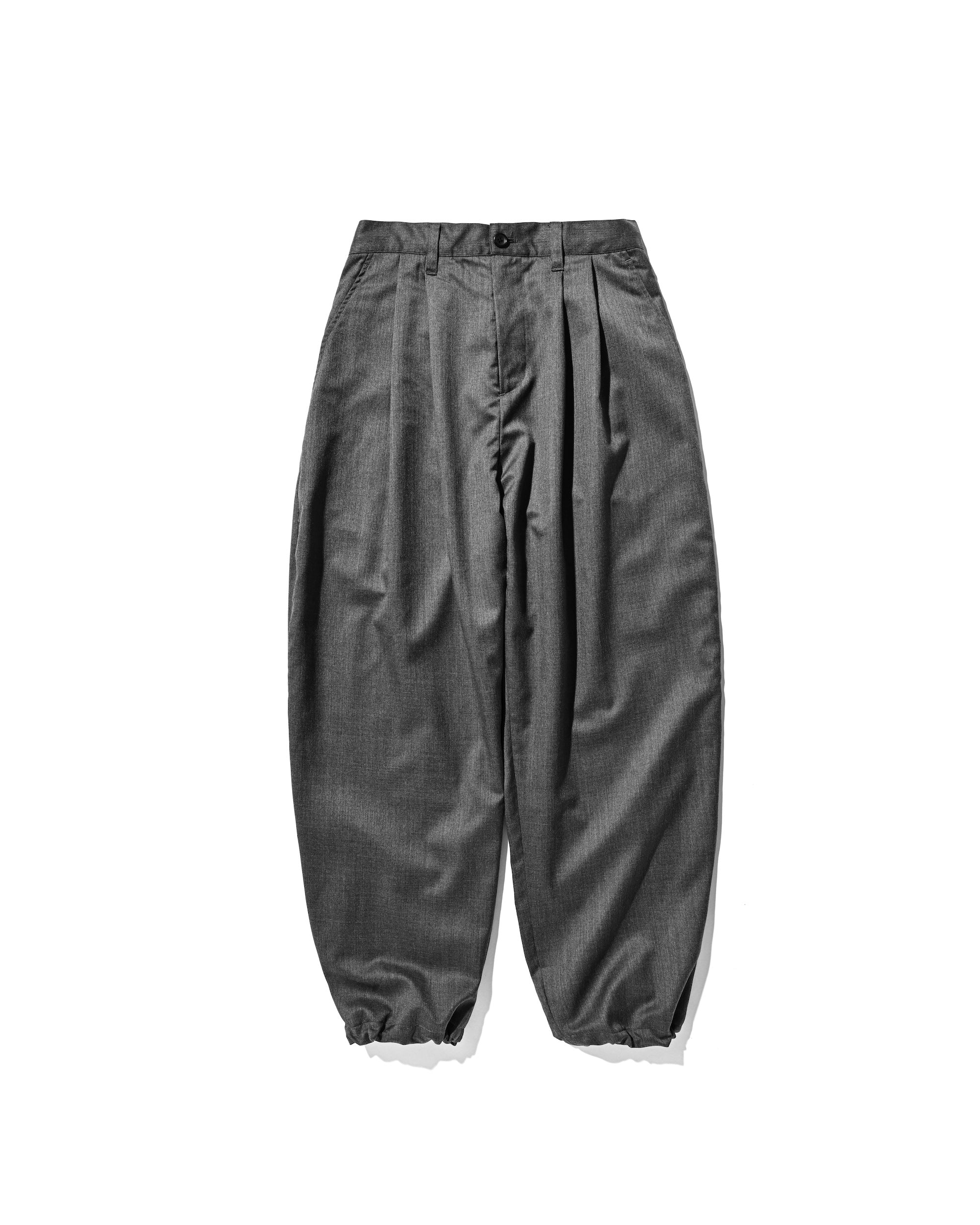 【9.6 SAT 20:00- IN STOCK】WOOL GABARDINE CITY UNIFORM WIDE TAPERED PANTS (GRAY)