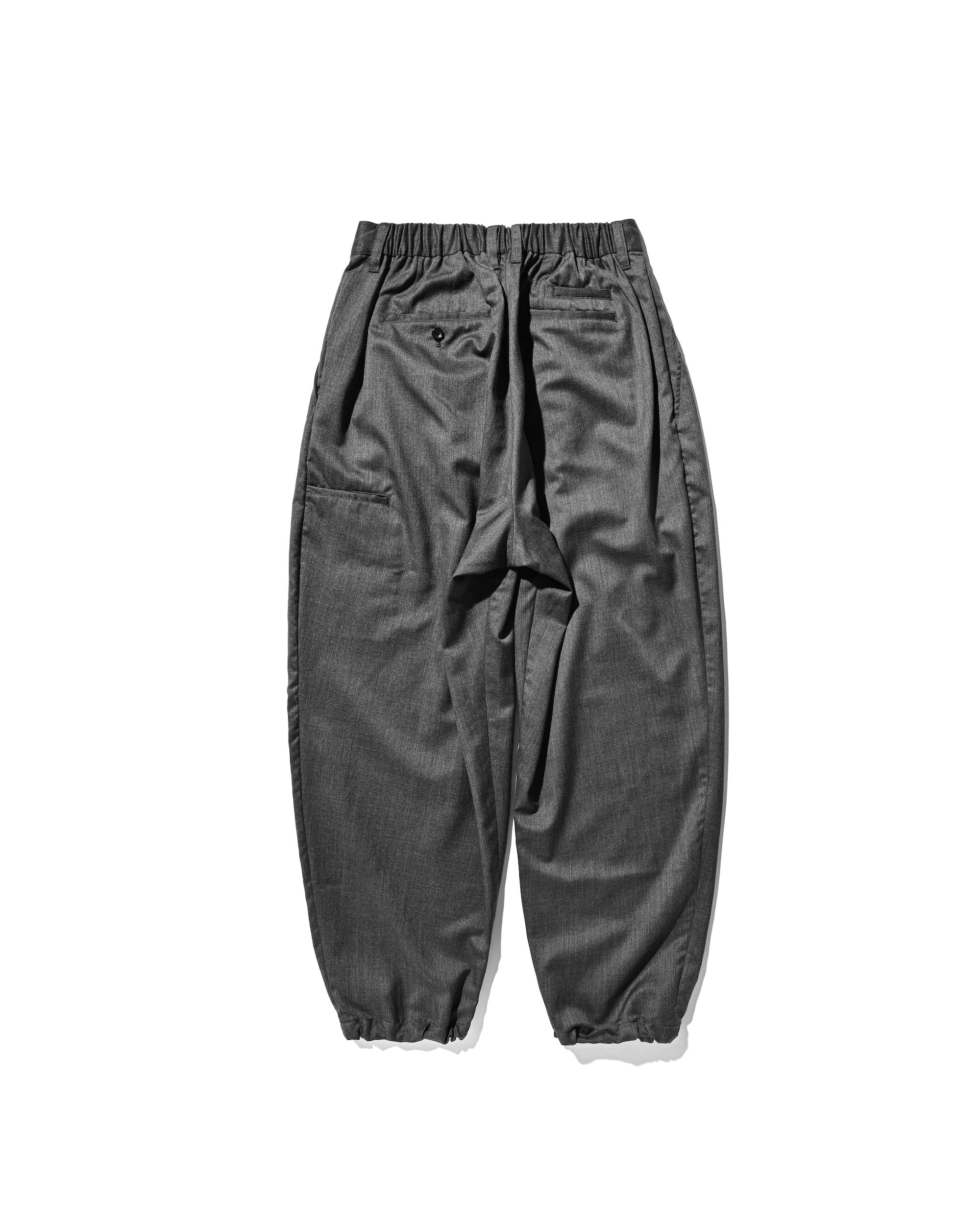 【9.6 SAT 20:00- IN STOCK】WOOL GABARDINE CITY UNIFORM WIDE TAPERED PANTS (GRAY)