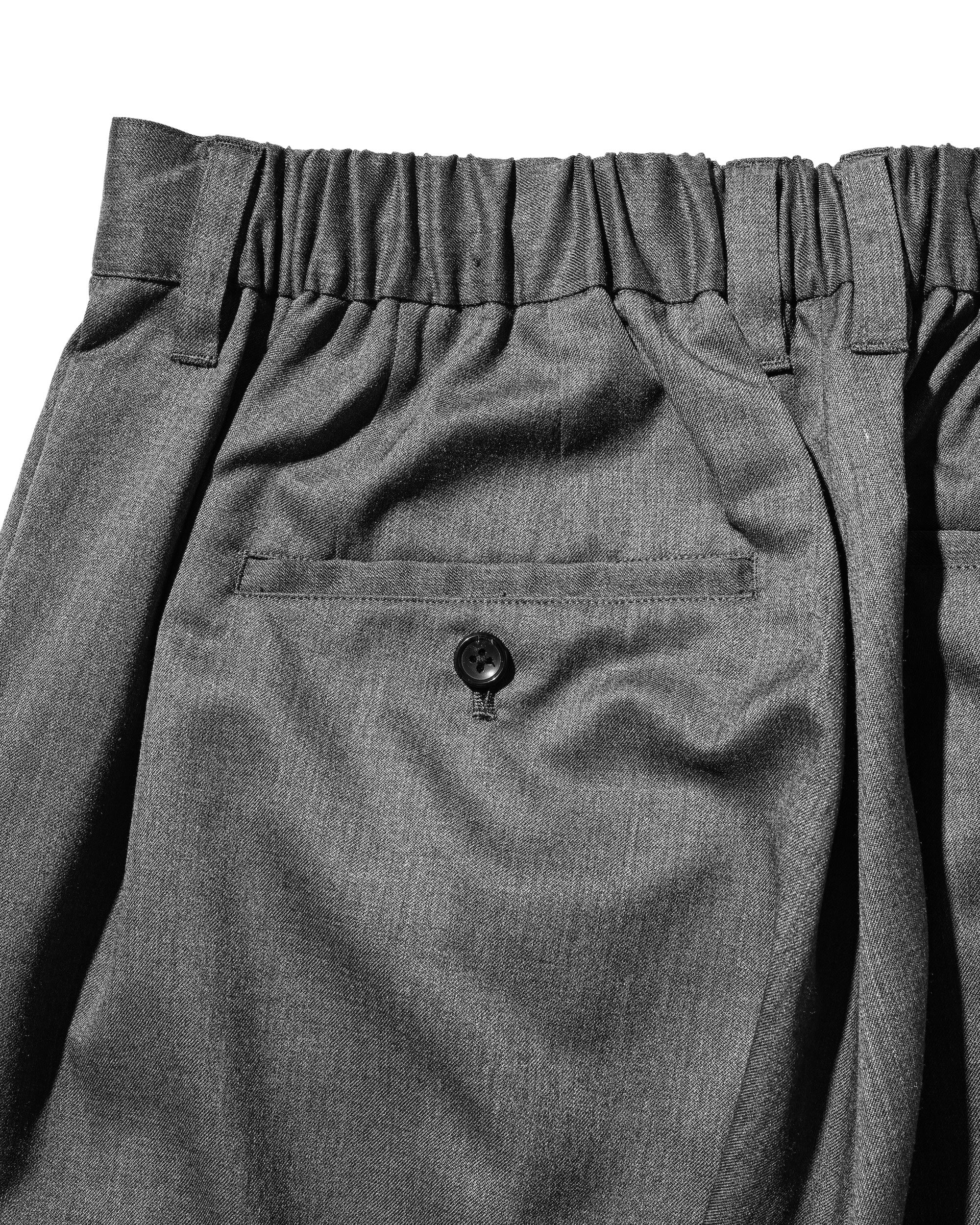 【9.6 SAT 20:00- IN STOCK】WOOL GABARDINE CITY UNIFORM WIDE TAPERED PANTS (GRAY)