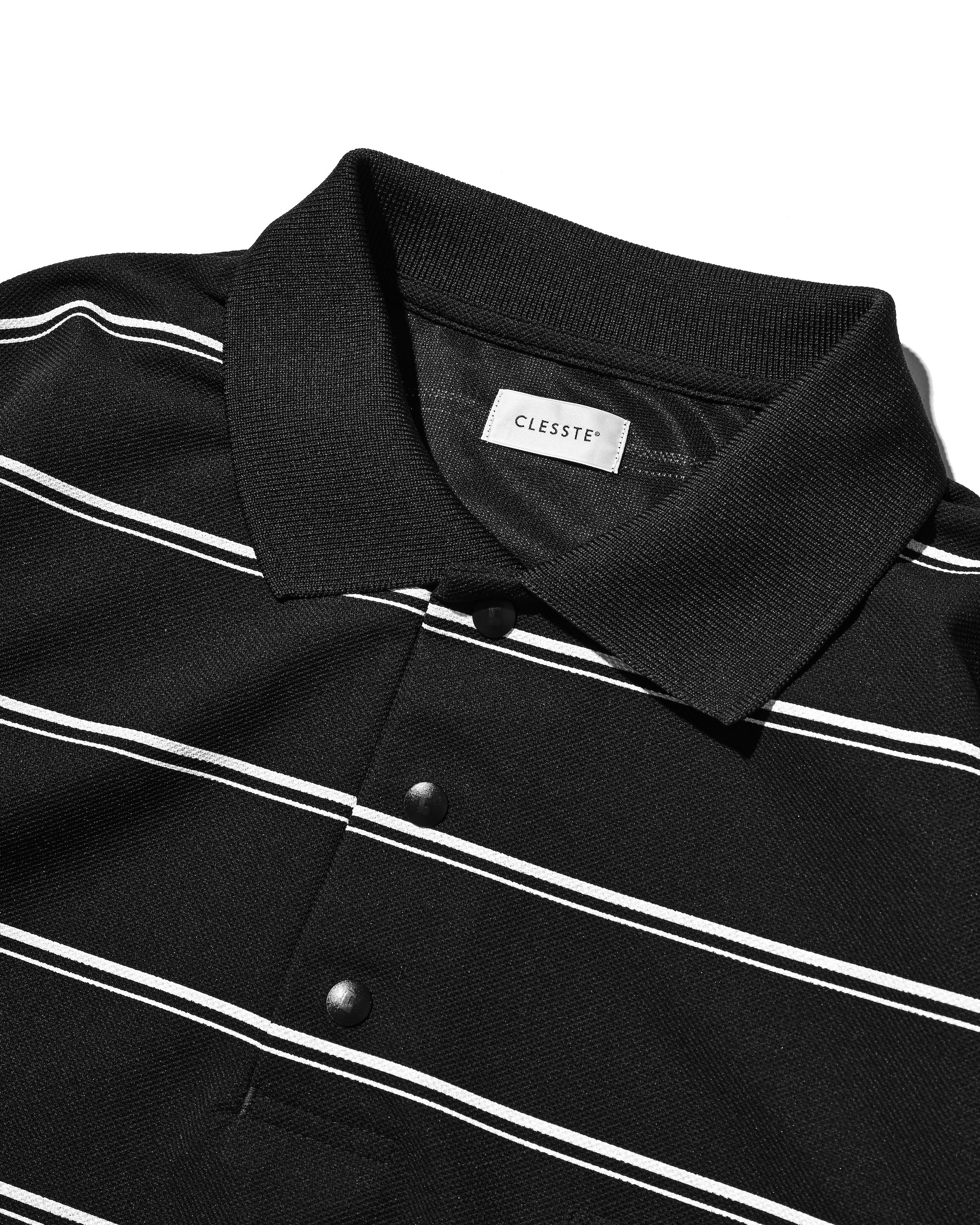 THICK/THIN STRIPE ACTIVE CITY POLO L/S SHIRTS (BLACK)