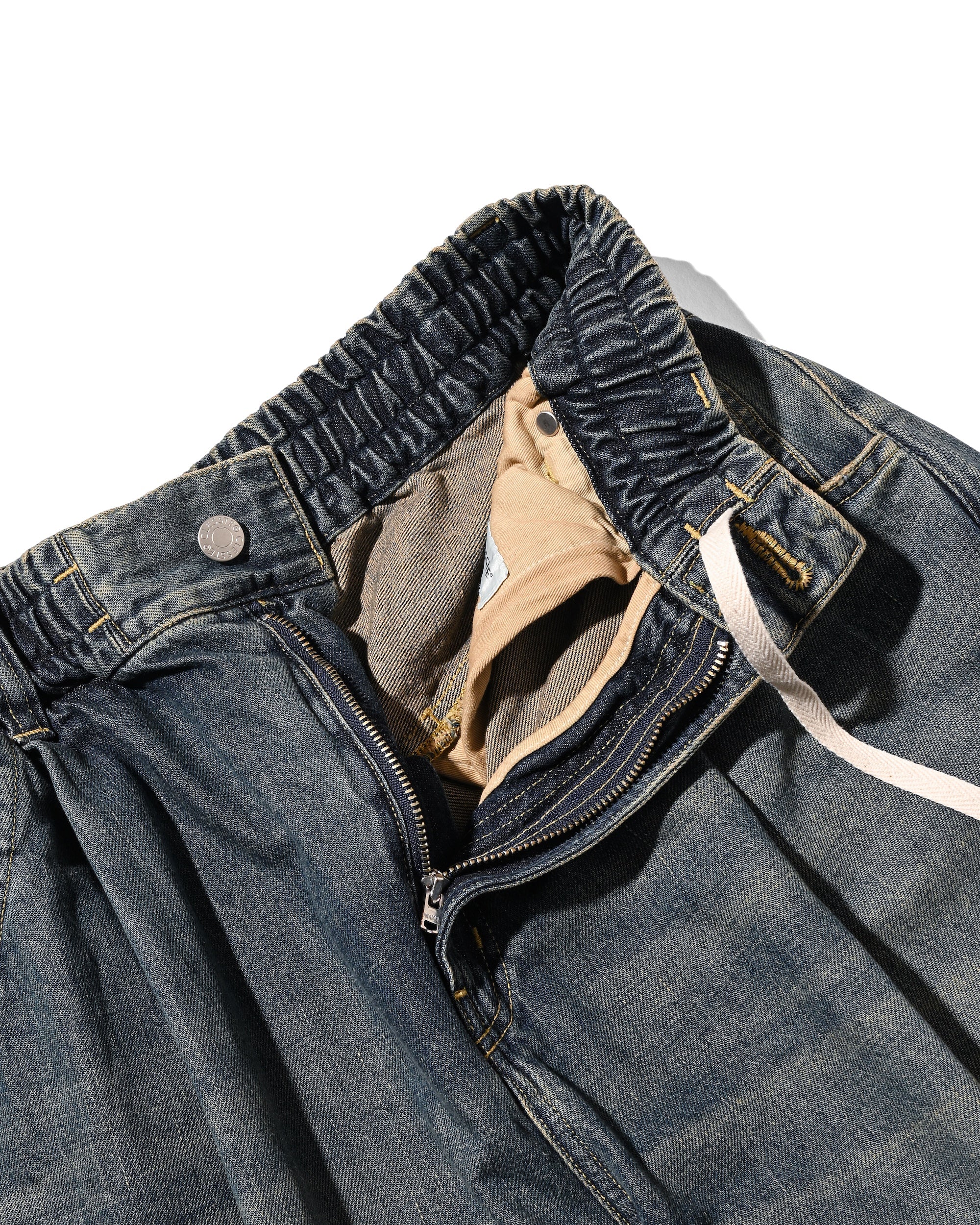 VINTAGE DYED SELVEDGE DENIM CITY BAGGY HALF PANTS (VINTAGE INDIGO)