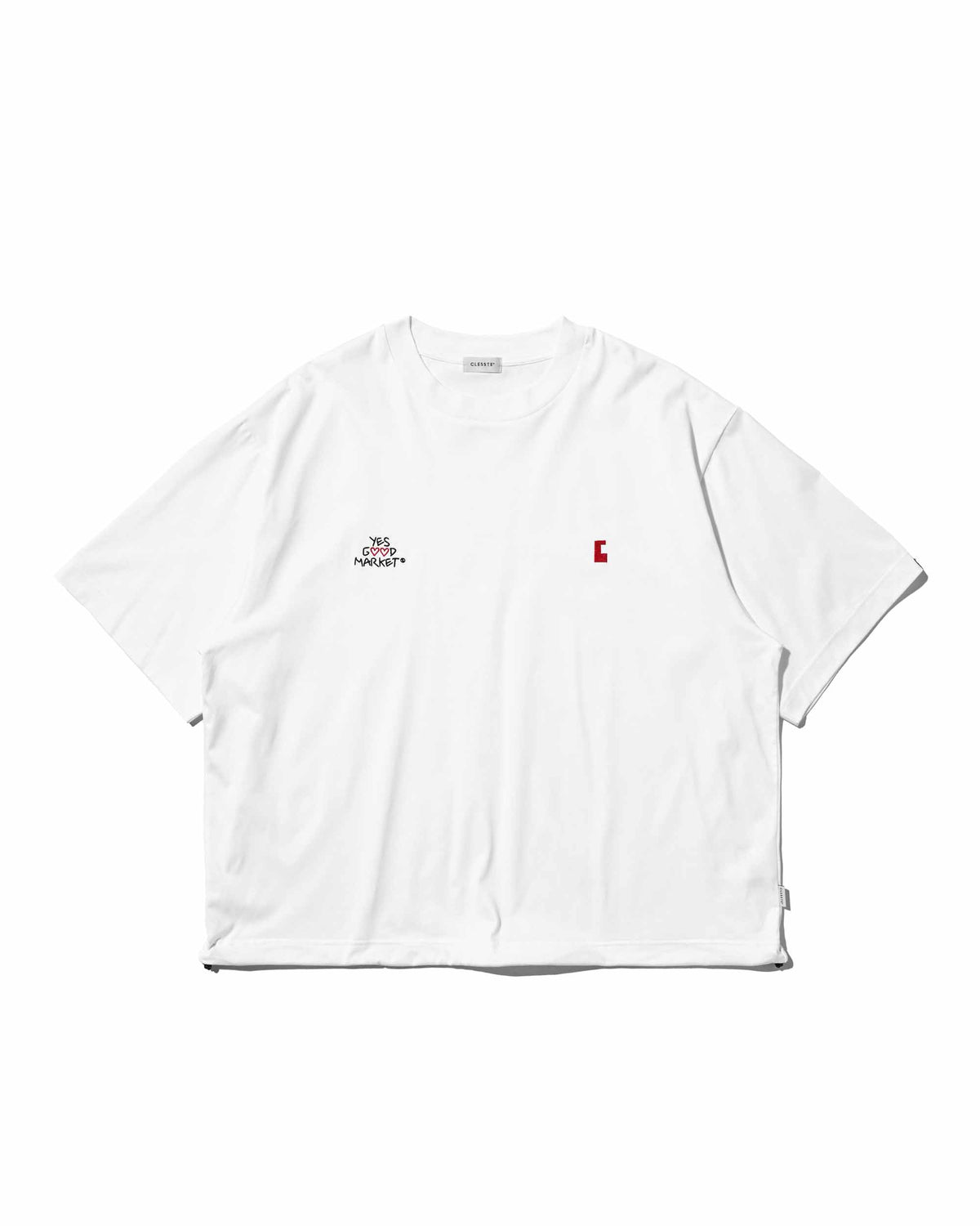 【10.4 SUN 20:00- IN STOCK】【LIMITED】 “YES G♡♡D MARKET" S/S T-SHIRT WITH DRAWSTRINGS (WHITE)