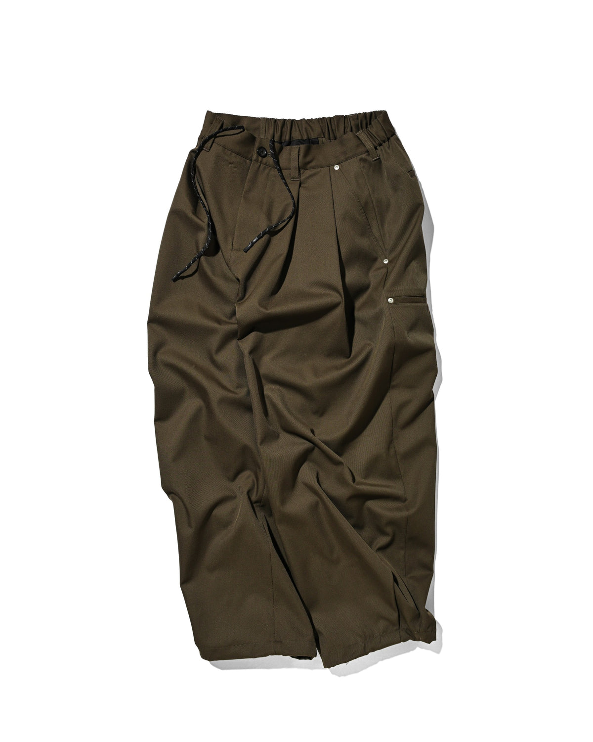 【10.7 WED 20:00- IN STOCK】 WOOL KERSEY CITY WIDE TAPERED BALLOON PANTS (OLIVE)