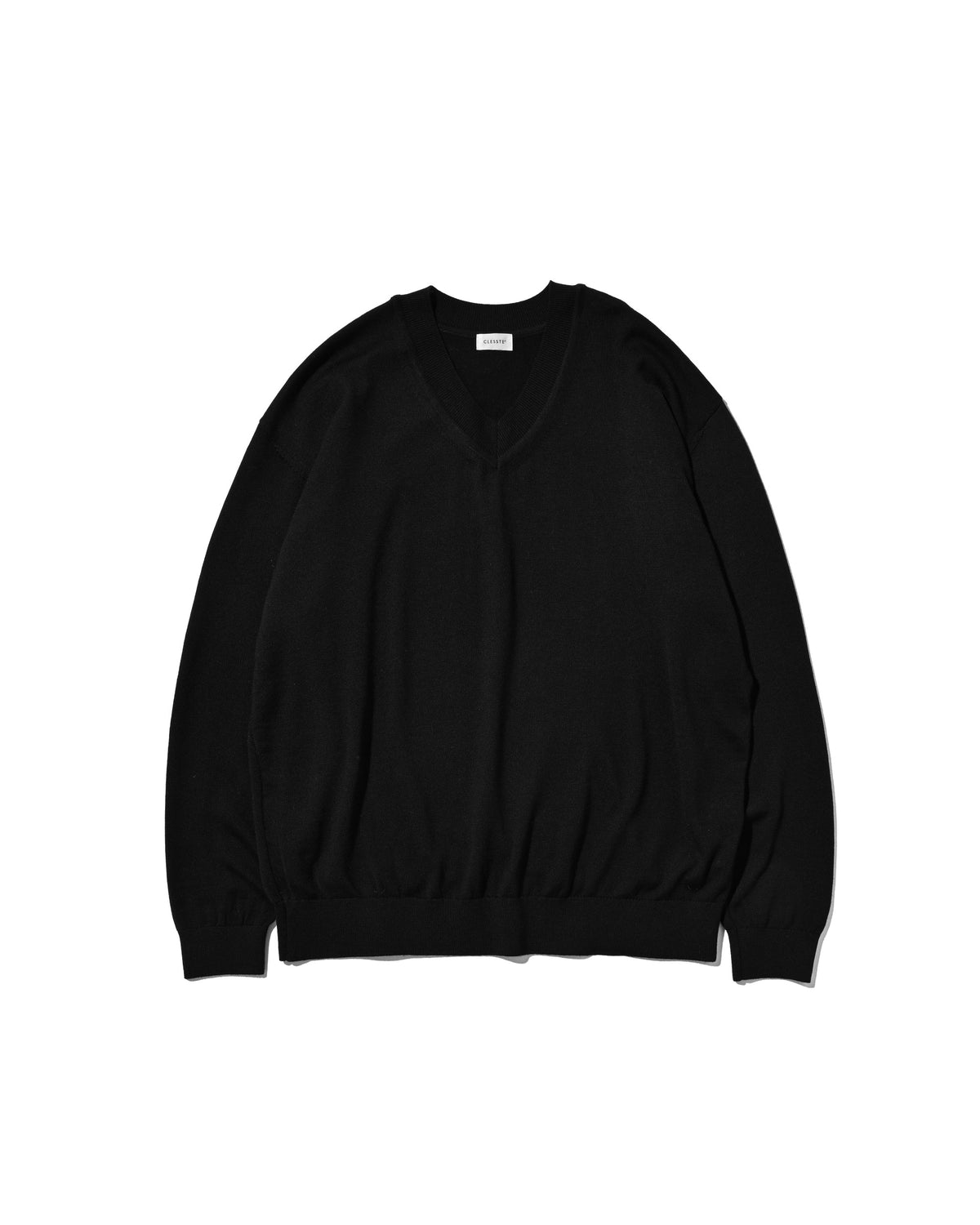【10.31 SAT 20:00- IN STOCK】 12G WOOL V-NECK KNIT PULLOVER (BLACK)