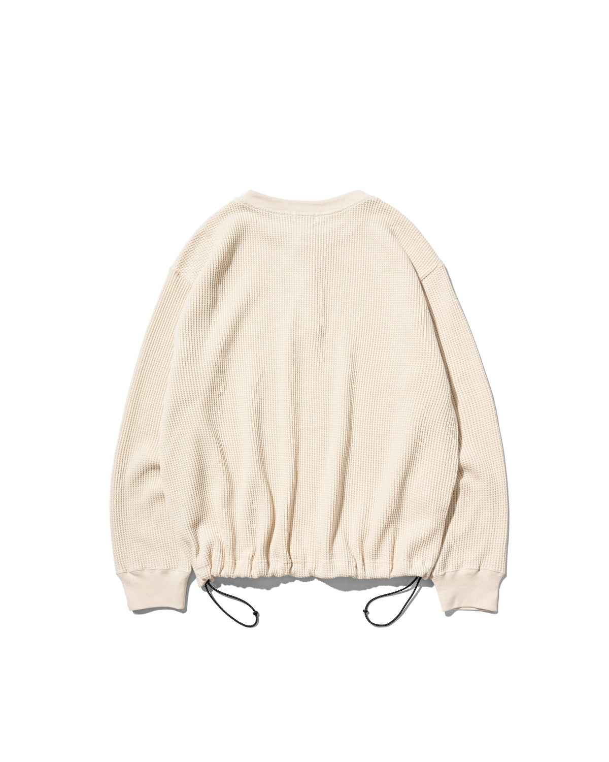 【10.28 WED 20:00- IN STOCK】 THERMAL HENLEY NECK L/S T-SHIRT WITH DRAWSTRINGS (IVORY)