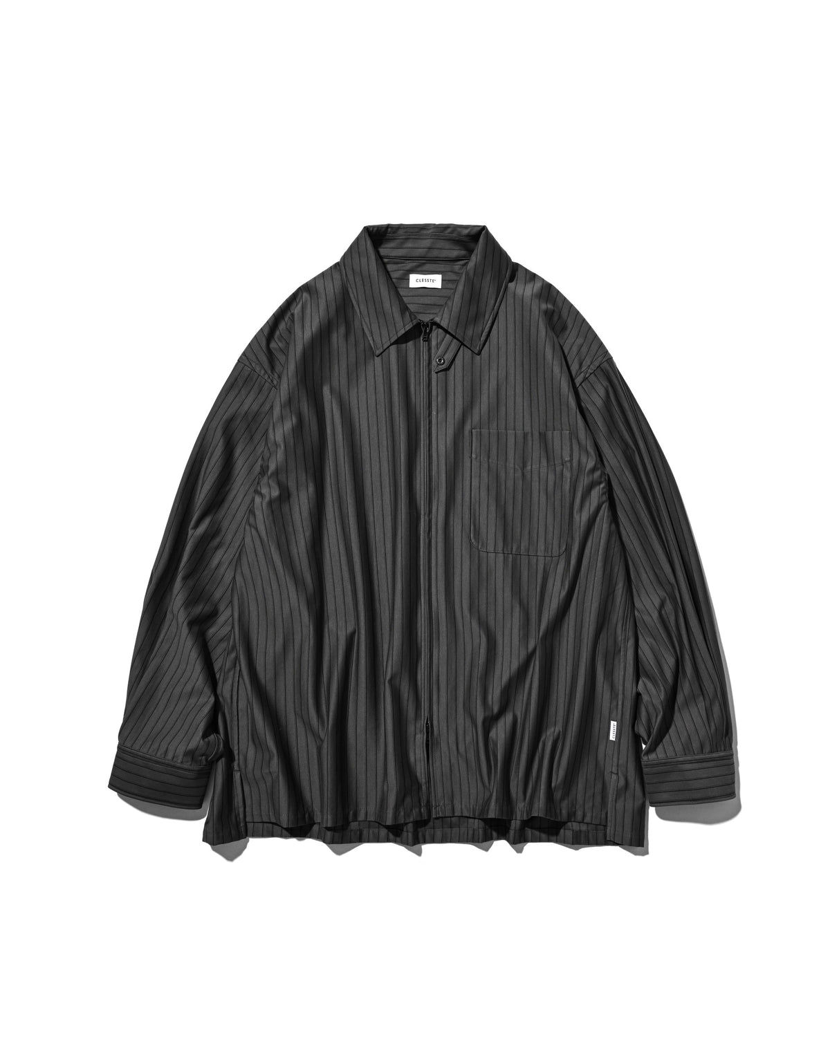 【10.24 SAT 20:00- IN STOCK】 THICK/THIN STRIPE 46G KNIT EVERYDAY ZIP UP L/S SHIRT (CHARCOAL STRIPE)
