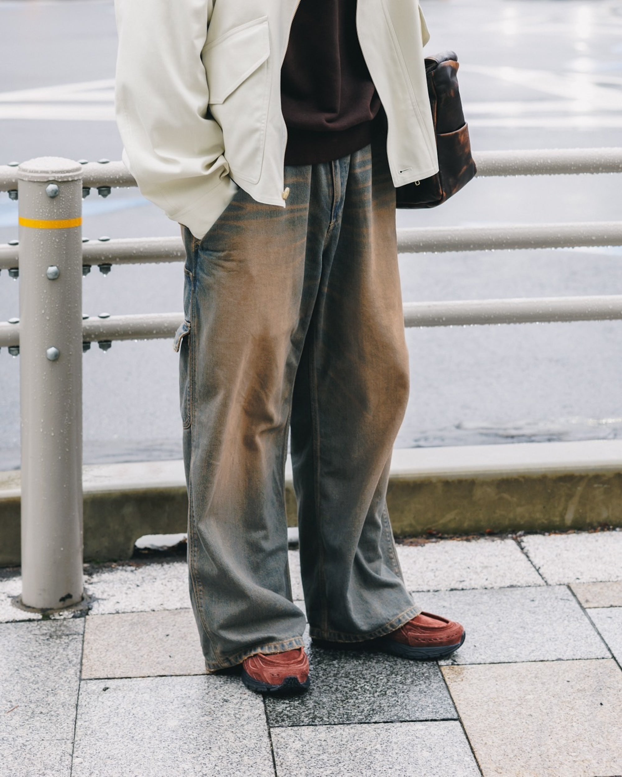 【11.5 WED 20:00- IN STOCK】VINTAGE DYED SELVEDGE DENIM WORKER PANTS (VINTAGE BROWN)