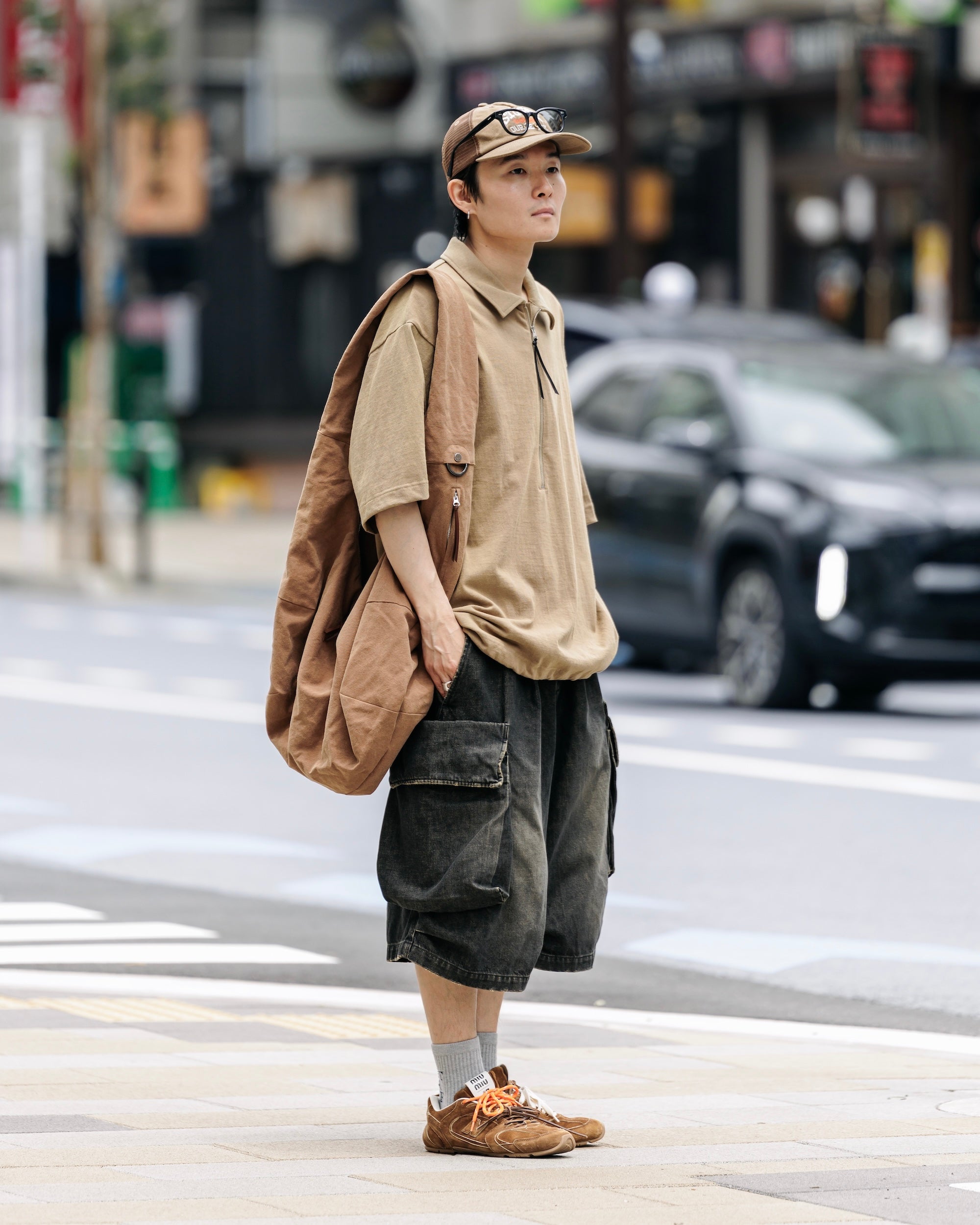 CITY S/S HALF ZIP SHIRT (BEIGE)