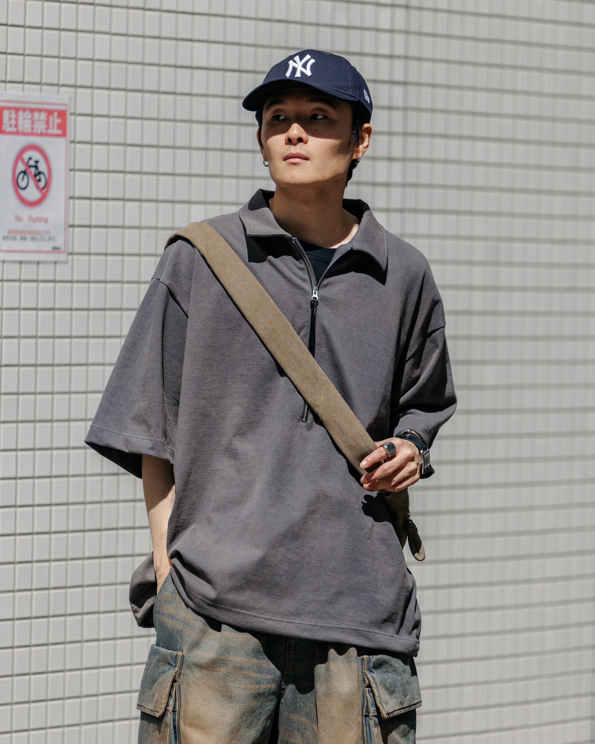 CITY S/S HALF ZIP SHIRT (BLACK)