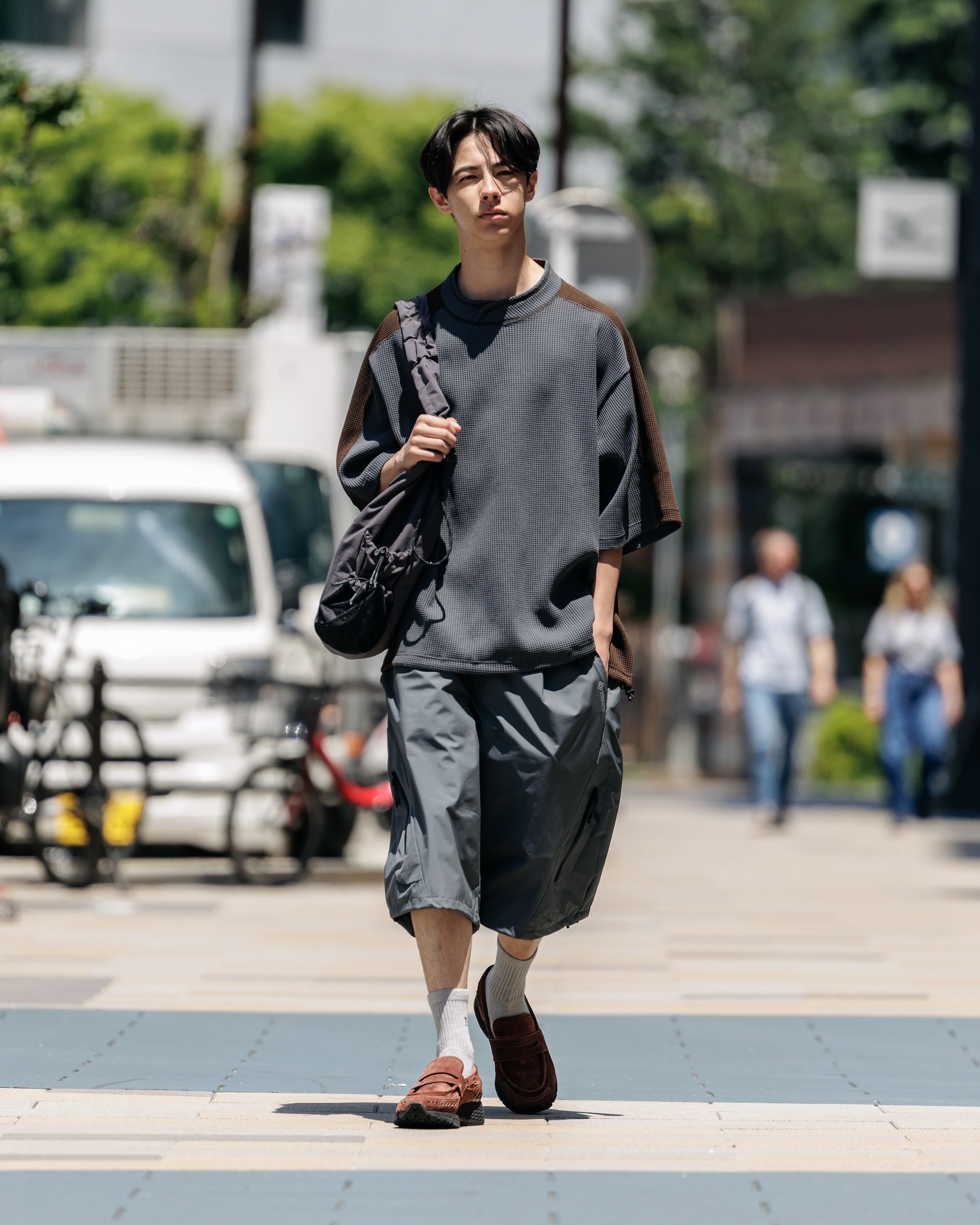 【7.9 WED 20:00- IN STOCK】CITY S/S LIGHT THERMAL PULLOVER (GRAY× BROWN)