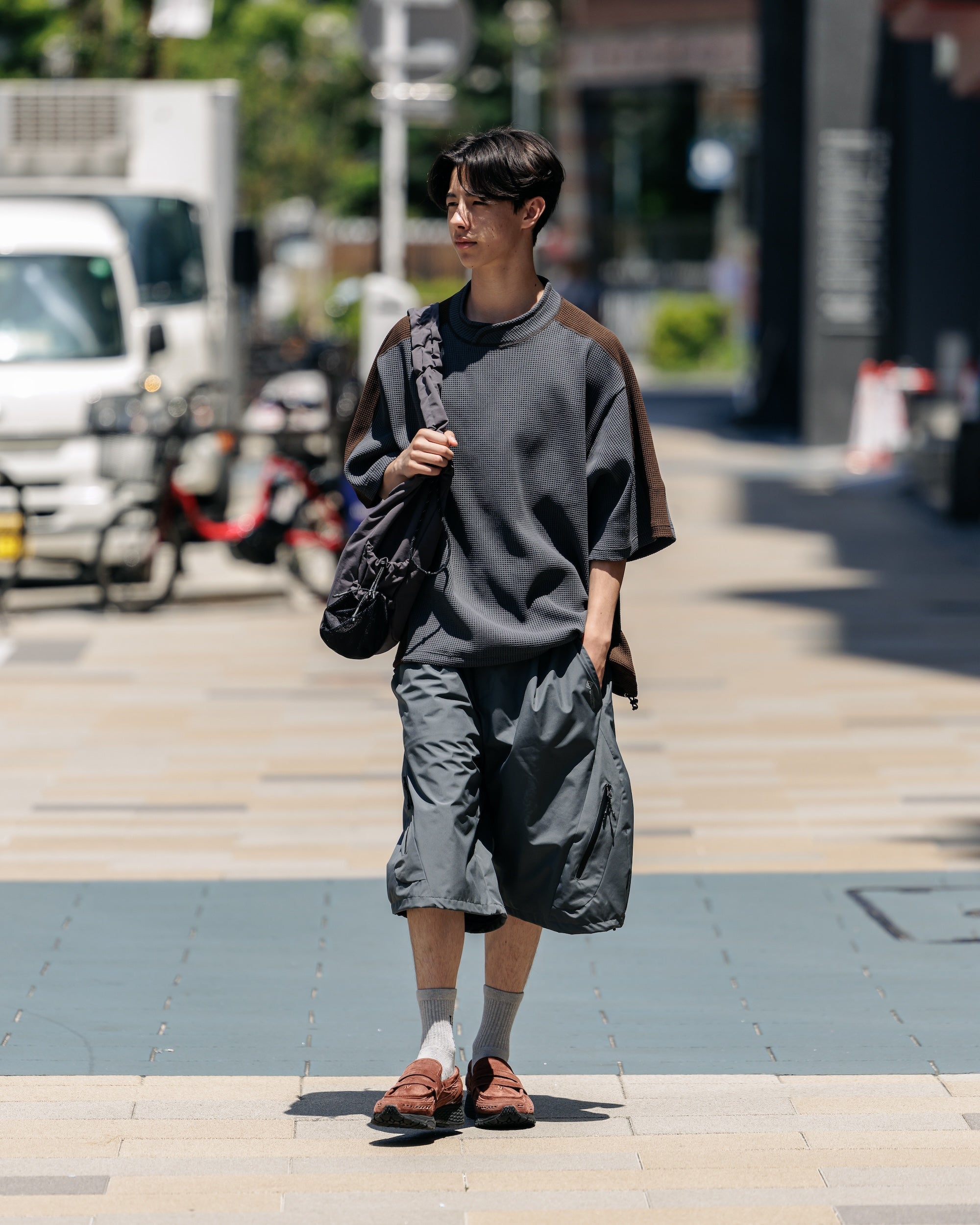 【7.9 WED 20:00- IN STOCK】CITY S/S LIGHT THERMAL PULLOVER (GRAY× BROWN)