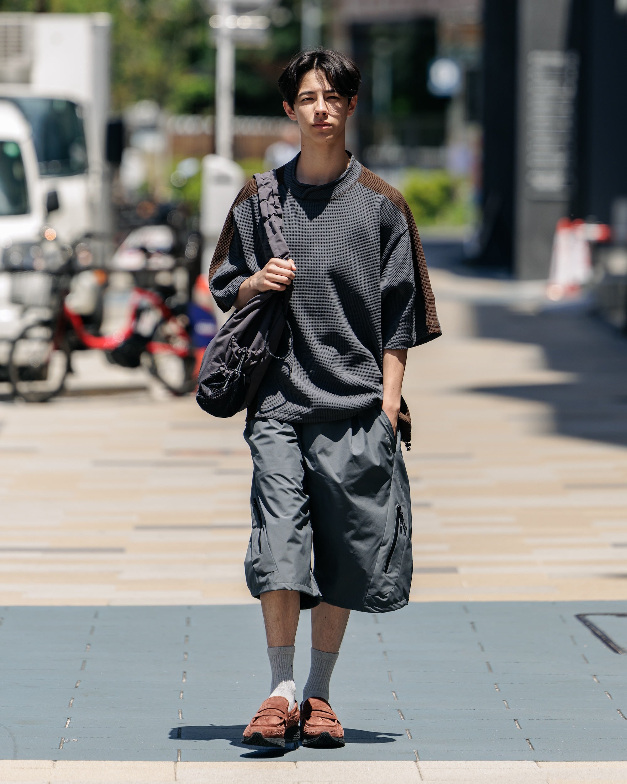 【7.9 WED 20:00- IN STOCK】CITY S/S LIGHT THERMAL PULLOVER (GRAY× BROWN)
