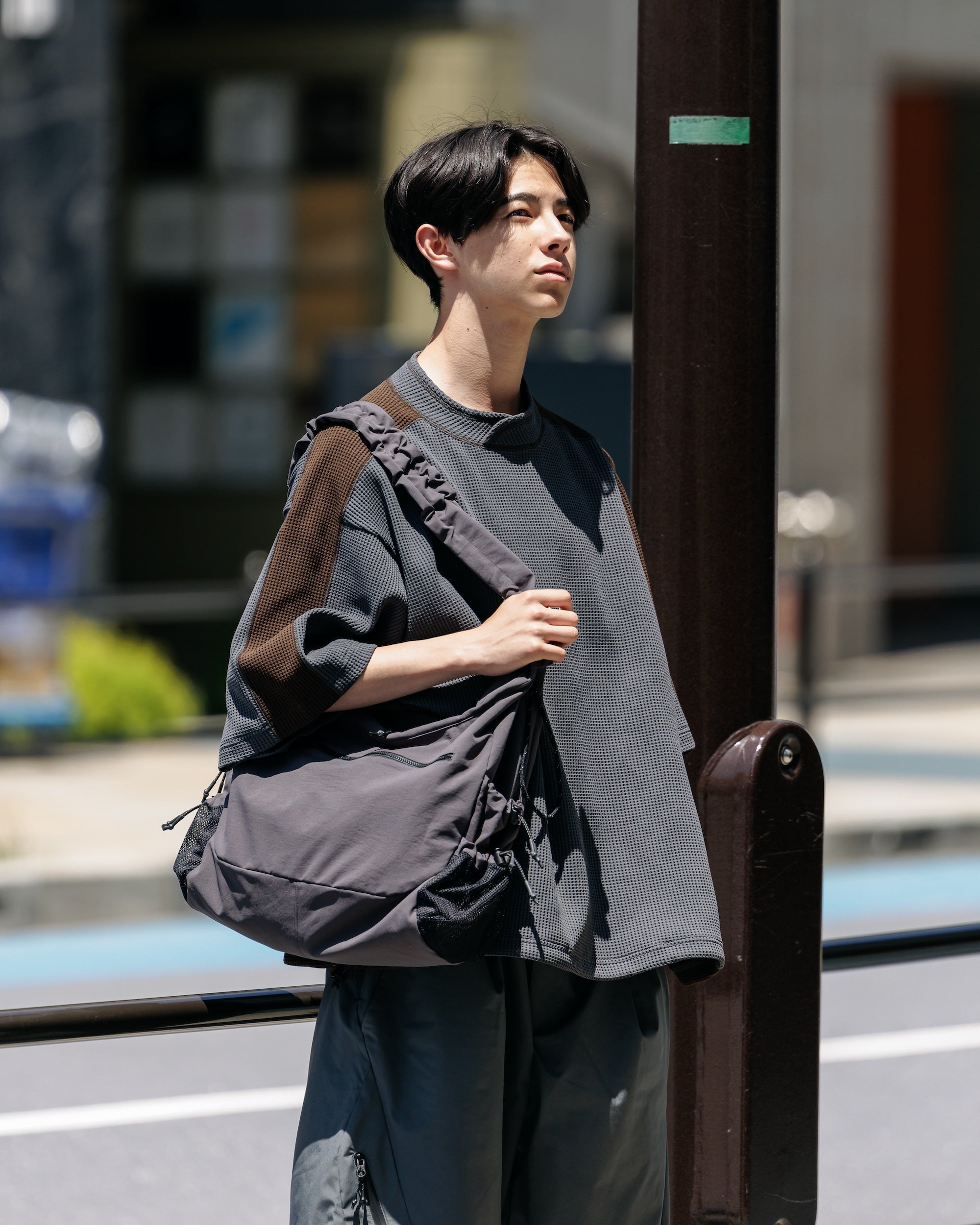【7.9 WED 20:00- IN STOCK】CITY S/S LIGHT THERMAL PULLOVER (GRAY× BROWN)