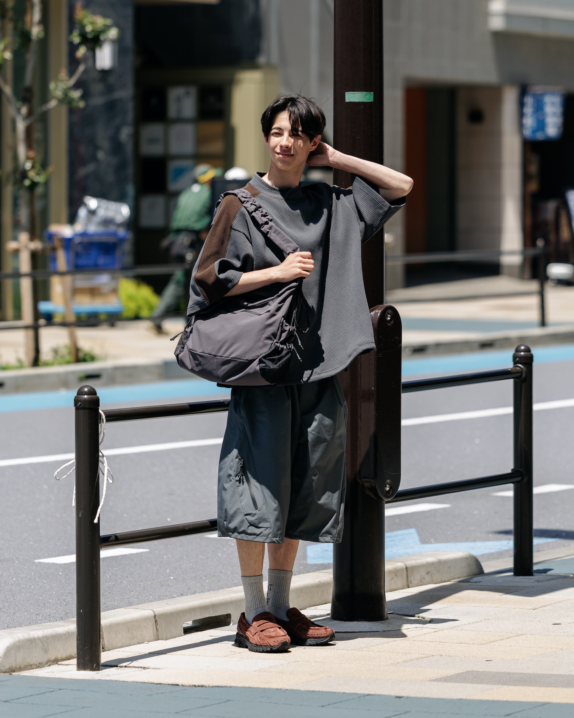 【7.9 WED 20:00- IN STOCK】CITY S/S LIGHT THERMAL PULLOVER (GRAY× BROWN)