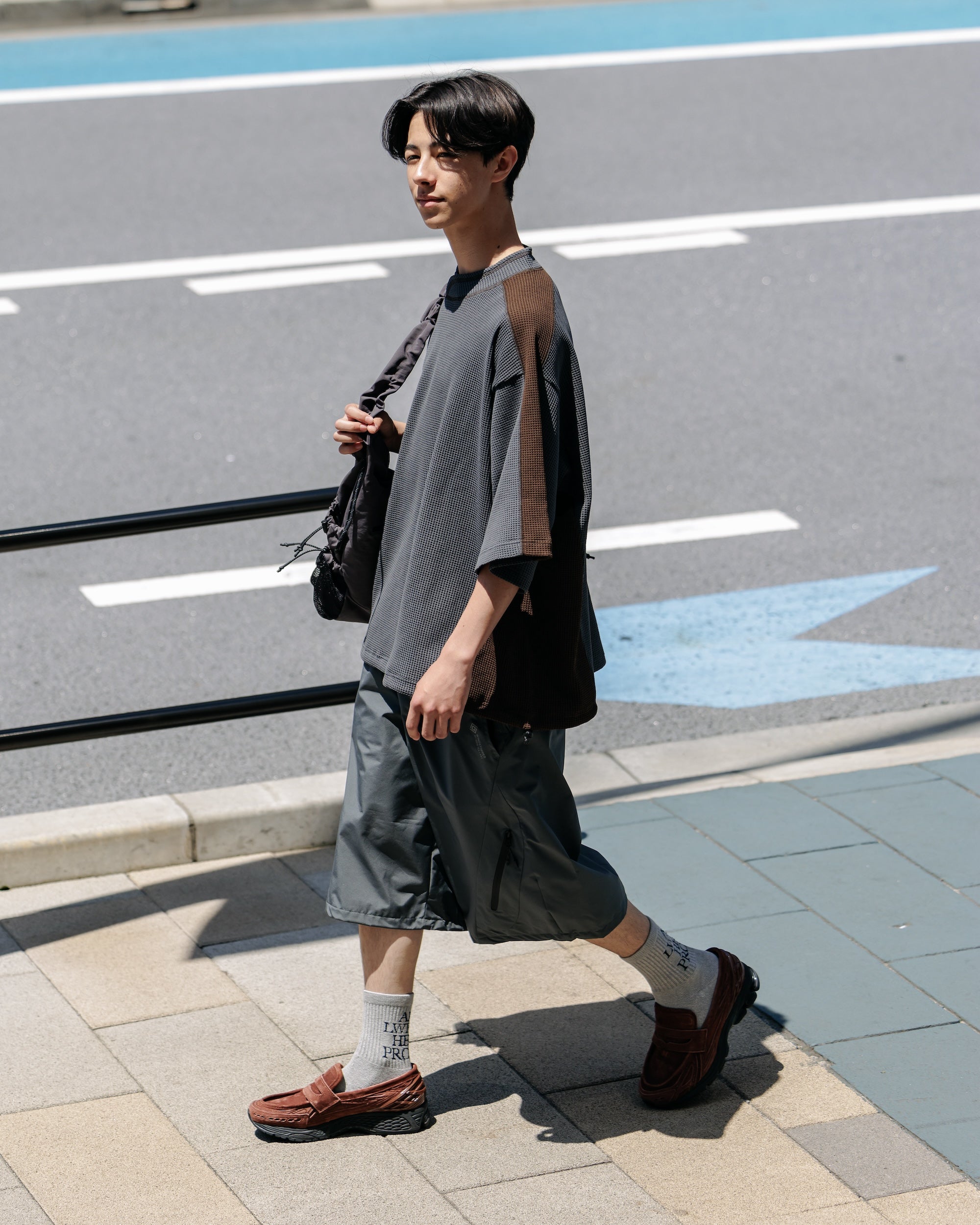 【7.9 WED 20:00- IN STOCK】CITY S/S LIGHT THERMAL PULLOVER (GRAY× BROWN)