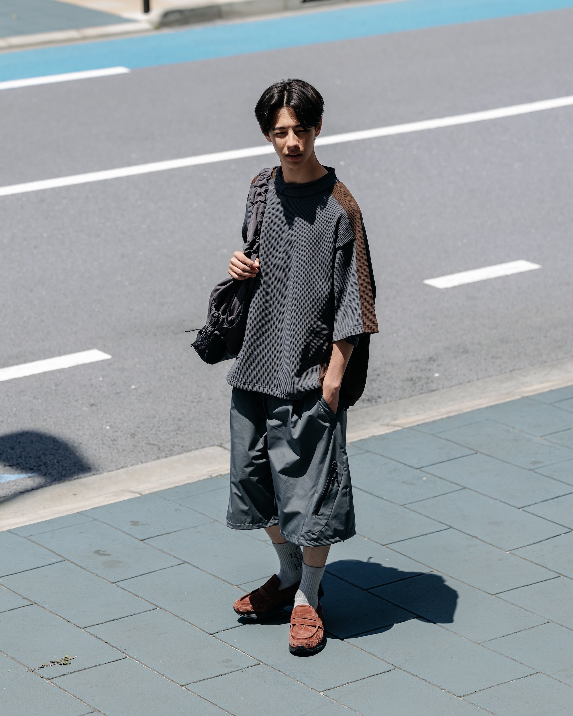 【7.9 WED 20:00- IN STOCK】CITY S/S LIGHT THERMAL PULLOVER (GRAY× BROWN)