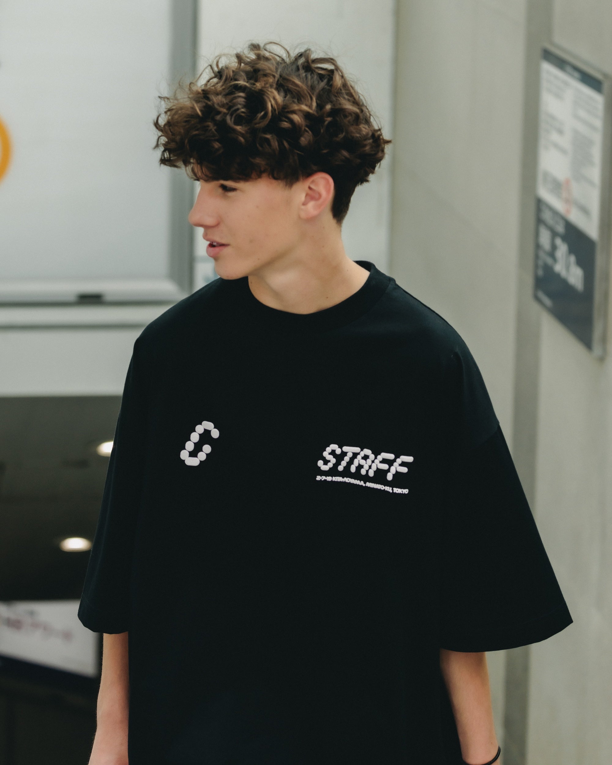 STAFF T-SHIRT WITH DRAWSTRINGS (BLACK)