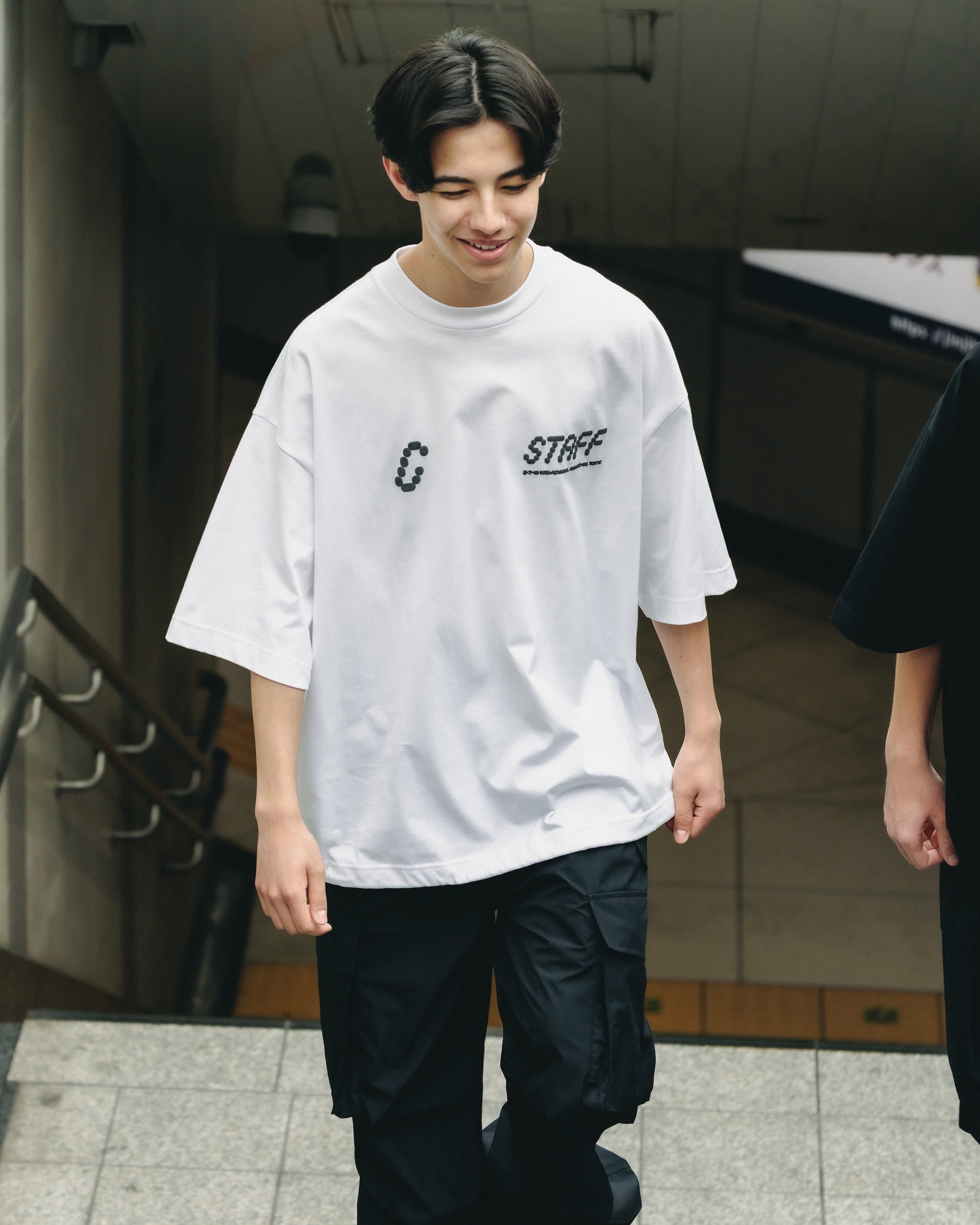 STAFF T-SHIRT WITH DRAWSTRINGS (WHITE)