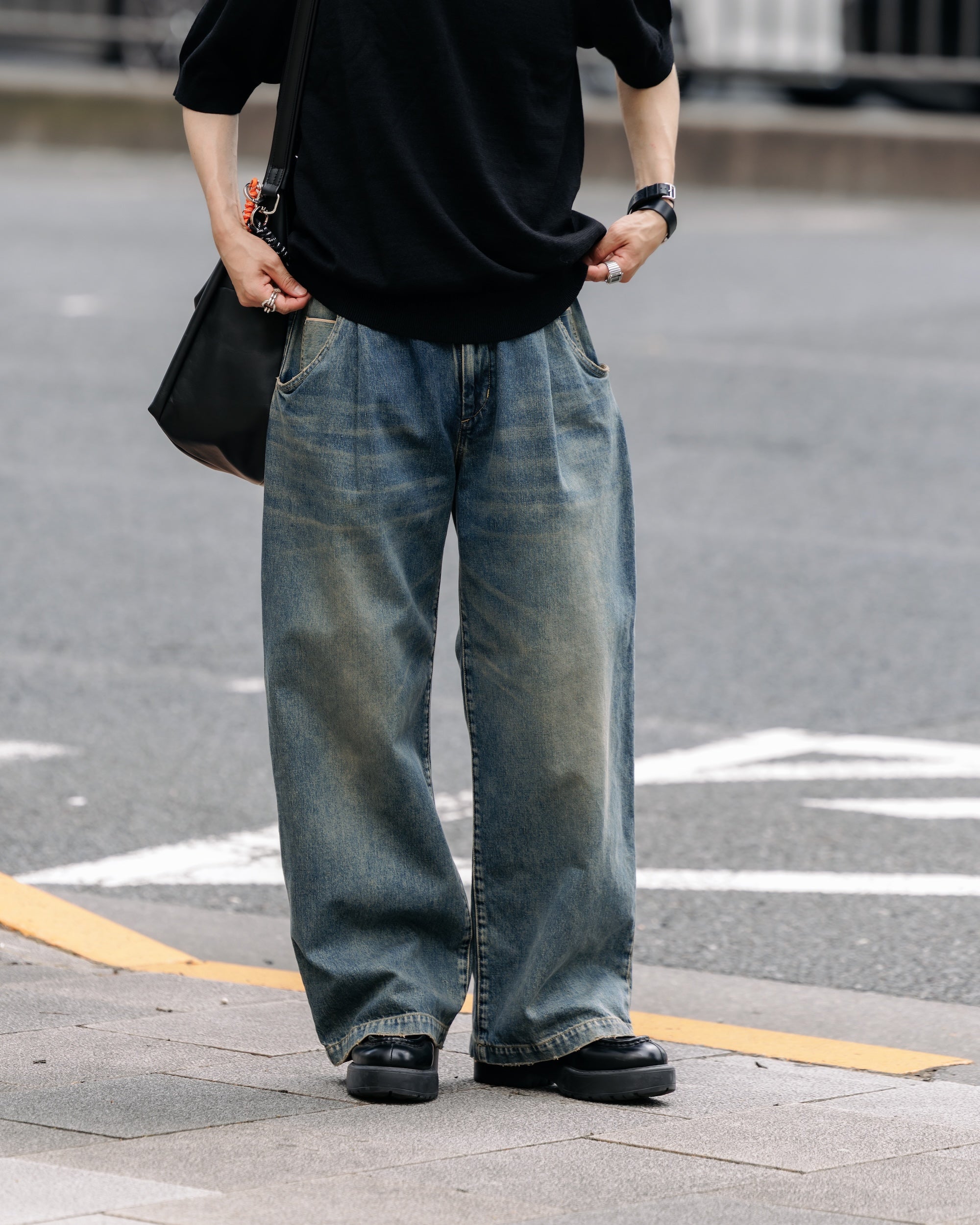 【8.30 SAT 20:00- IN STOCK】VINTAGE DYED SELVEDGE DENIM WIDE PANTS (VINTAGE INDIGO)