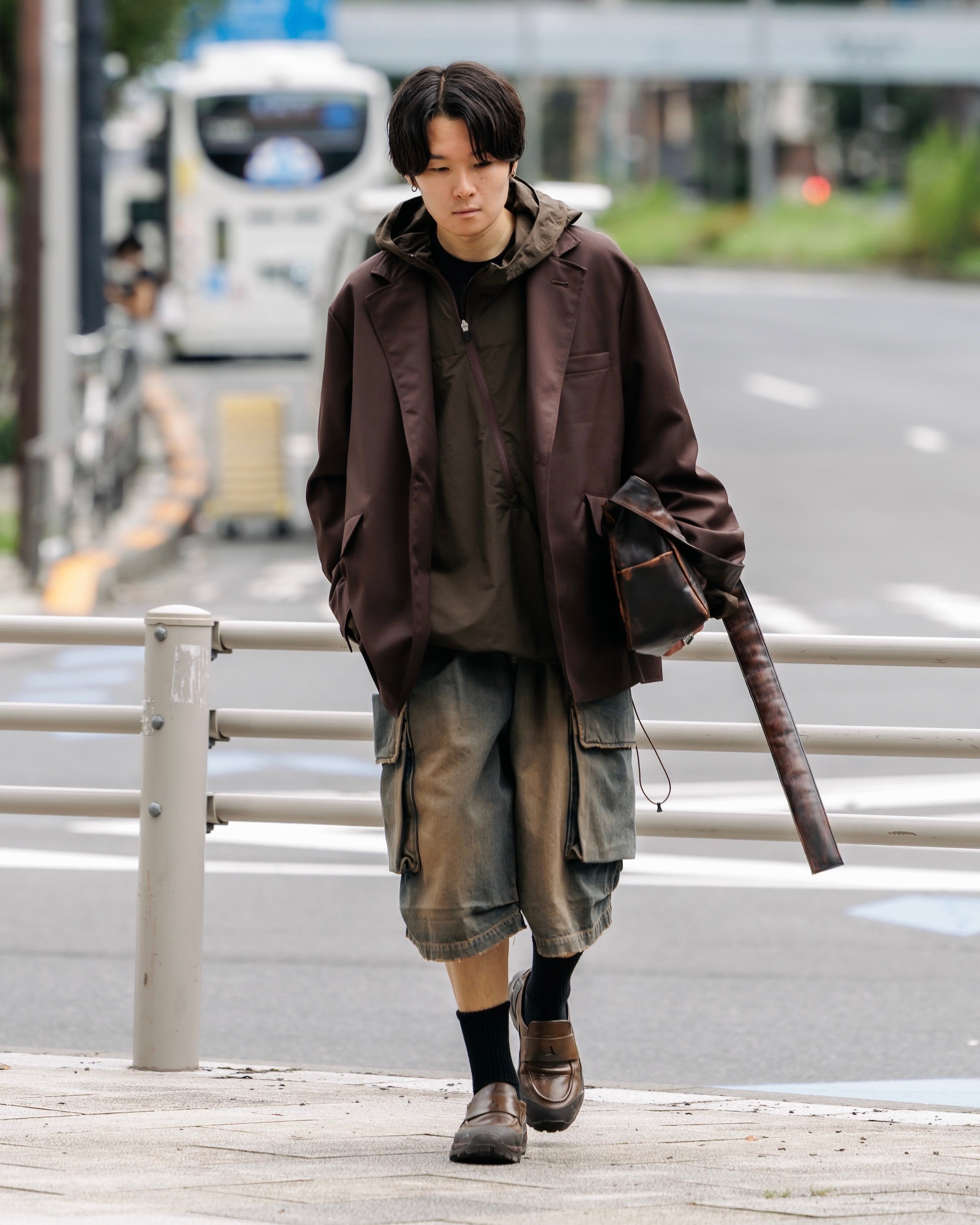 【3.18 WED 20:00- IN STOCK】VINTAGE DYED SELVEDGE DENIM CITY MILITARY HALF PANTS (VINTAGE BROWN)