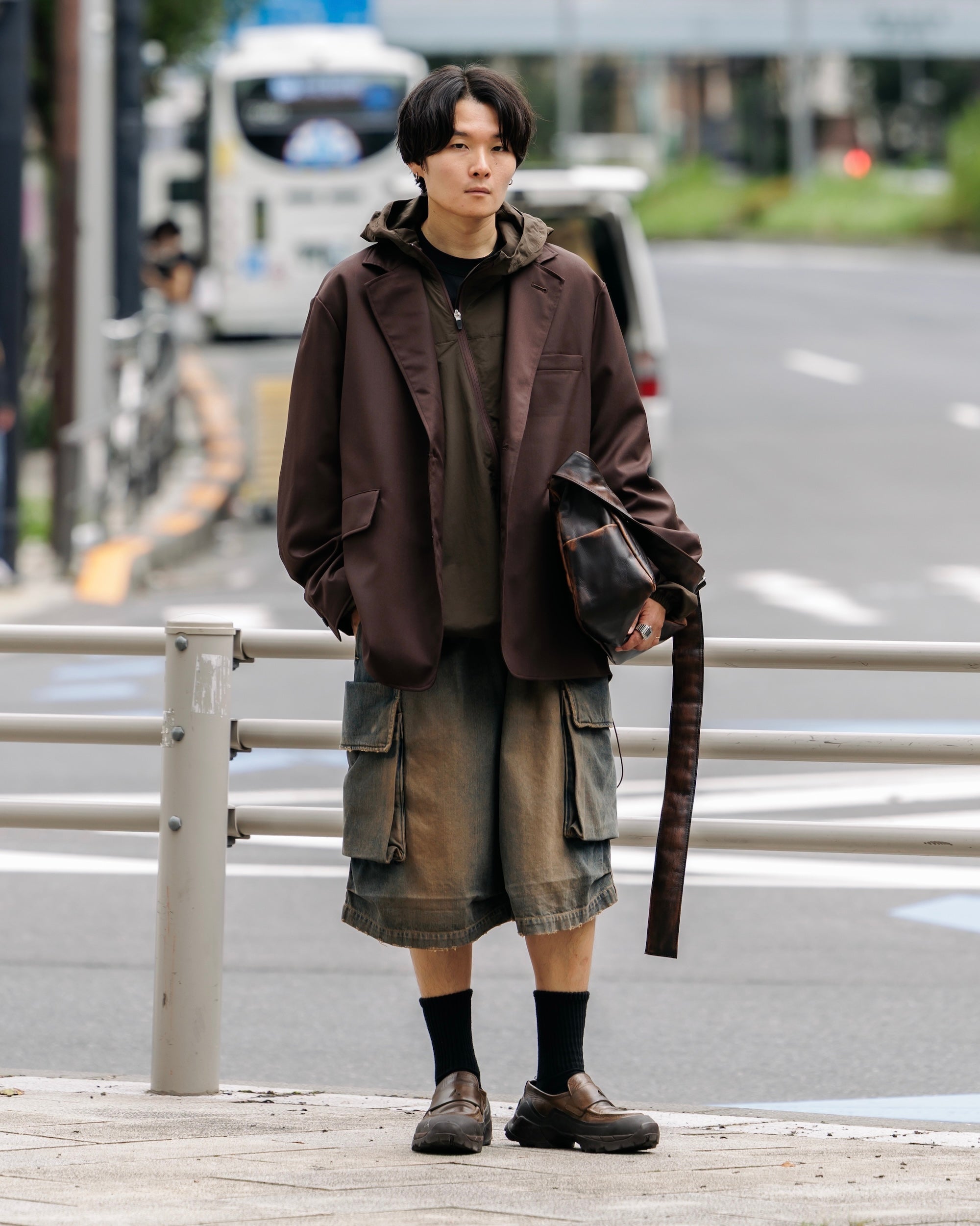 【3.18 WED 20:00- IN STOCK】VINTAGE DYED SELVEDGE DENIM CITY MILITARY HALF PANTS (VINTAGE BROWN)