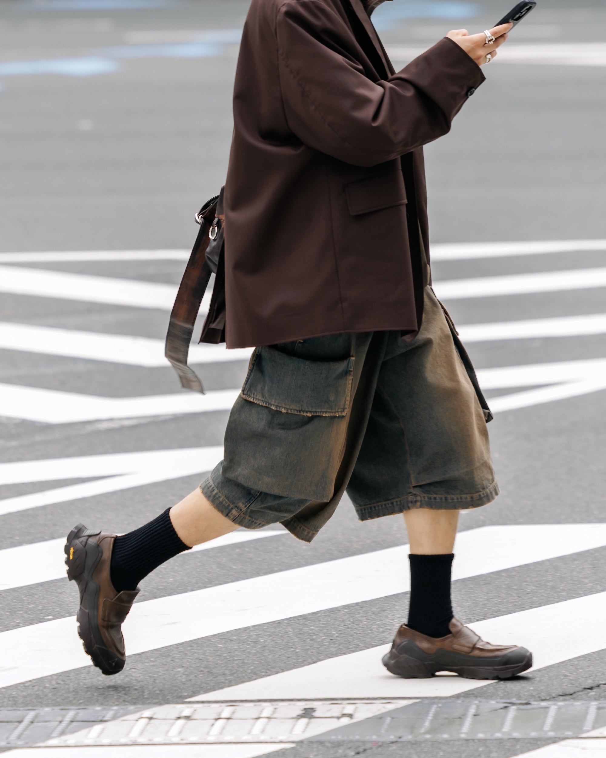 【3.18 WED 20:00- IN STOCK】VINTAGE DYED SELVEDGE DENIM CITY MILITARY HALF PANTS (VINTAGE BROWN)