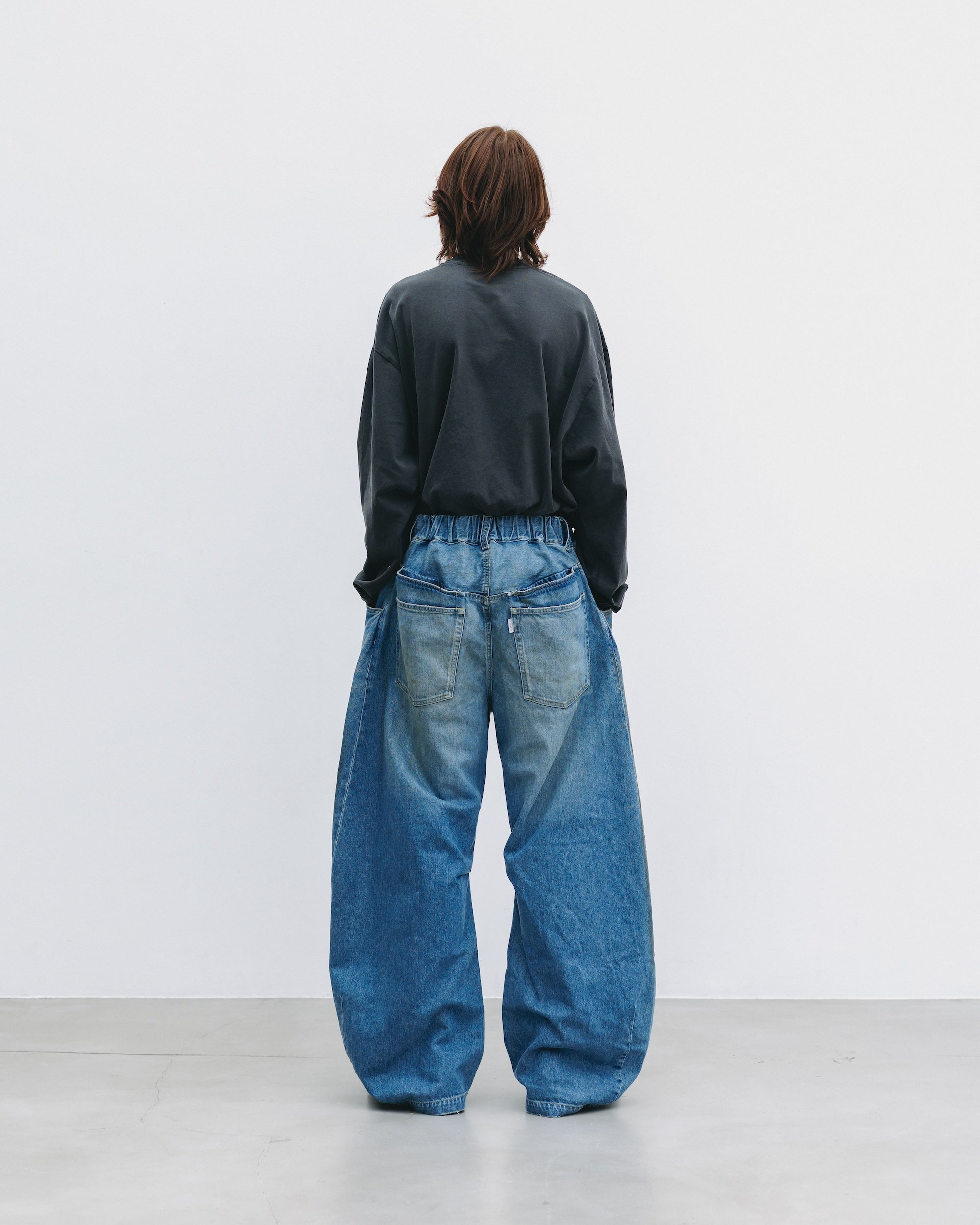 【10.1 WED 20:00- IN STOCK】VINTAGE DYED SELVEDGE DENIM BARREL LEG PANTS (VINTAGE LIGHT INDIGO)