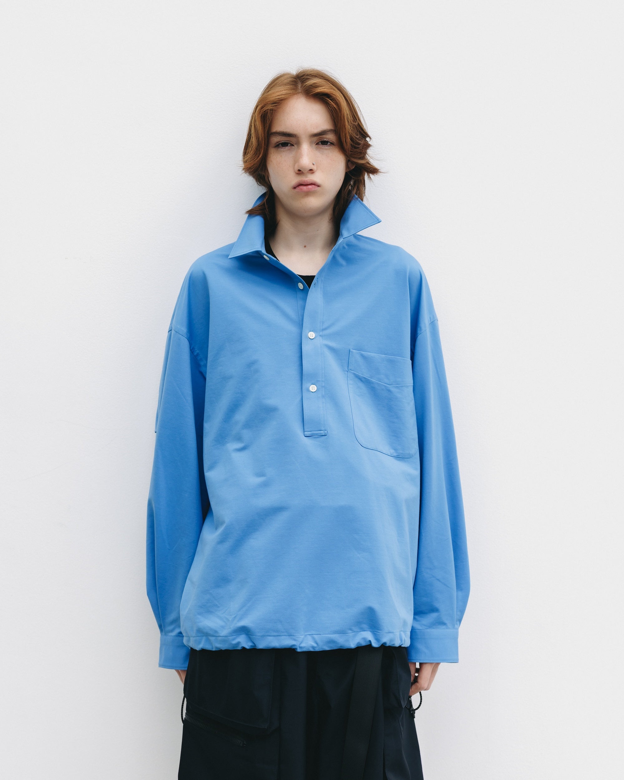 【9.27 SAT 20:00- IN STOCK】46G KNIT EVERYDAY PULLOVER L/S SHIRT (SAX BLUE)