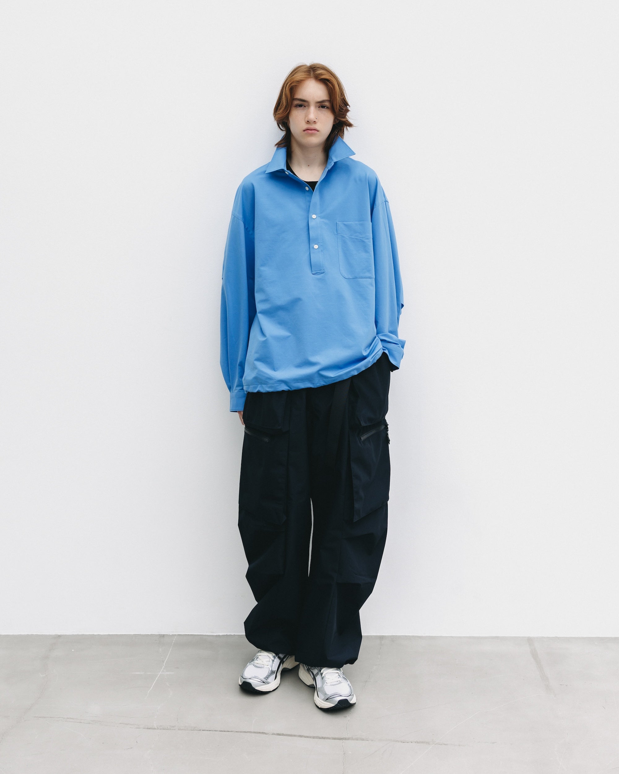【9.27 SAT 20:00- IN STOCK】46G KNIT EVERYDAY PULLOVER L/S SHIRT (SAX BLUE)