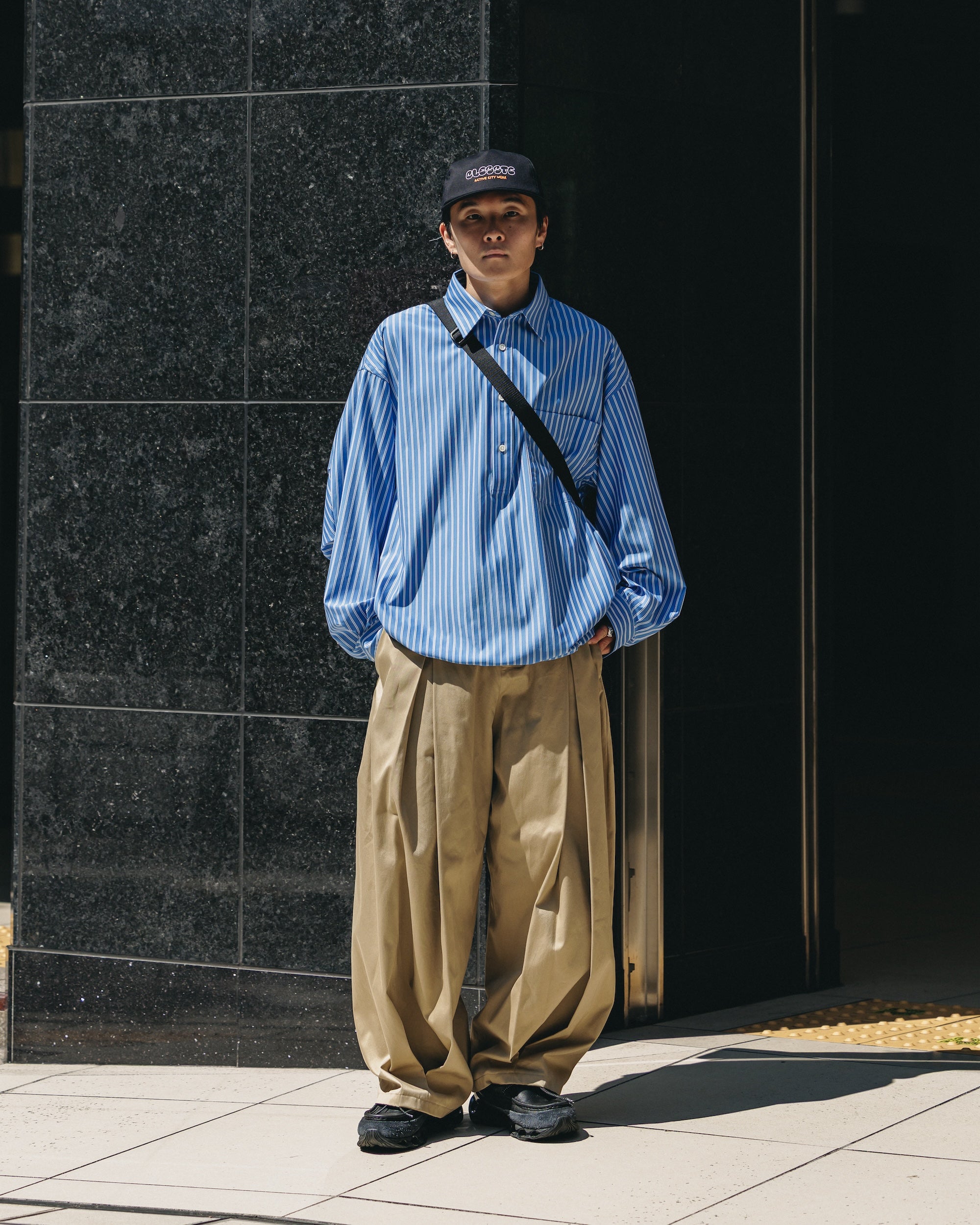 【9.27 SAT 20:00- IN STOCK】46G KNIT EVERYDAY PULLOVER L/S SHIRT (SAX BLUE STRIPE)