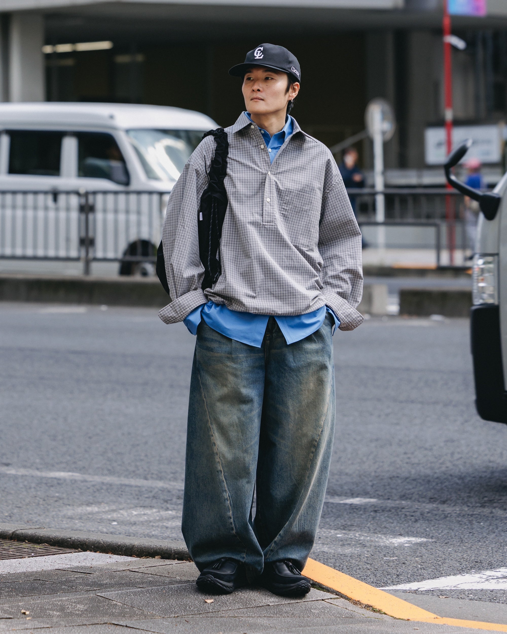 【11.8 SAT 20:00- IN STOCK】MINI PLAID L/S PULLOVER SHIRT (GRAY)