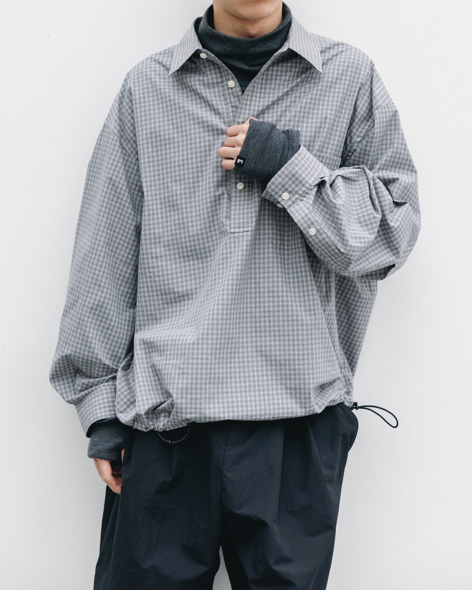 【11.8 SAT 20:00- IN STOCK】MINI PLAID L/S PULLOVER SHIRT (GRAY)