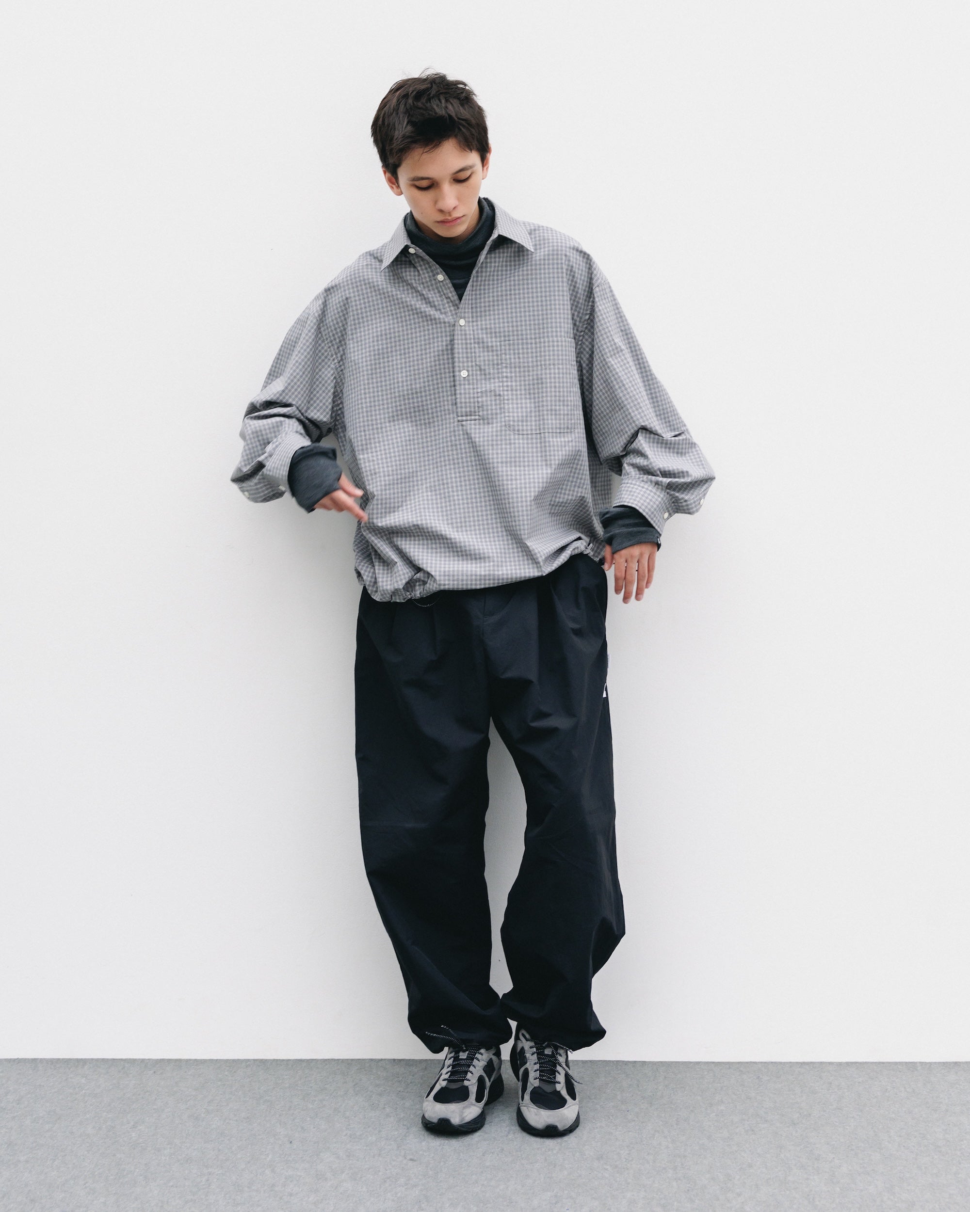 【11.8 SAT 20:00- IN STOCK】MINI PLAID L/S PULLOVER SHIRT (GRAY)