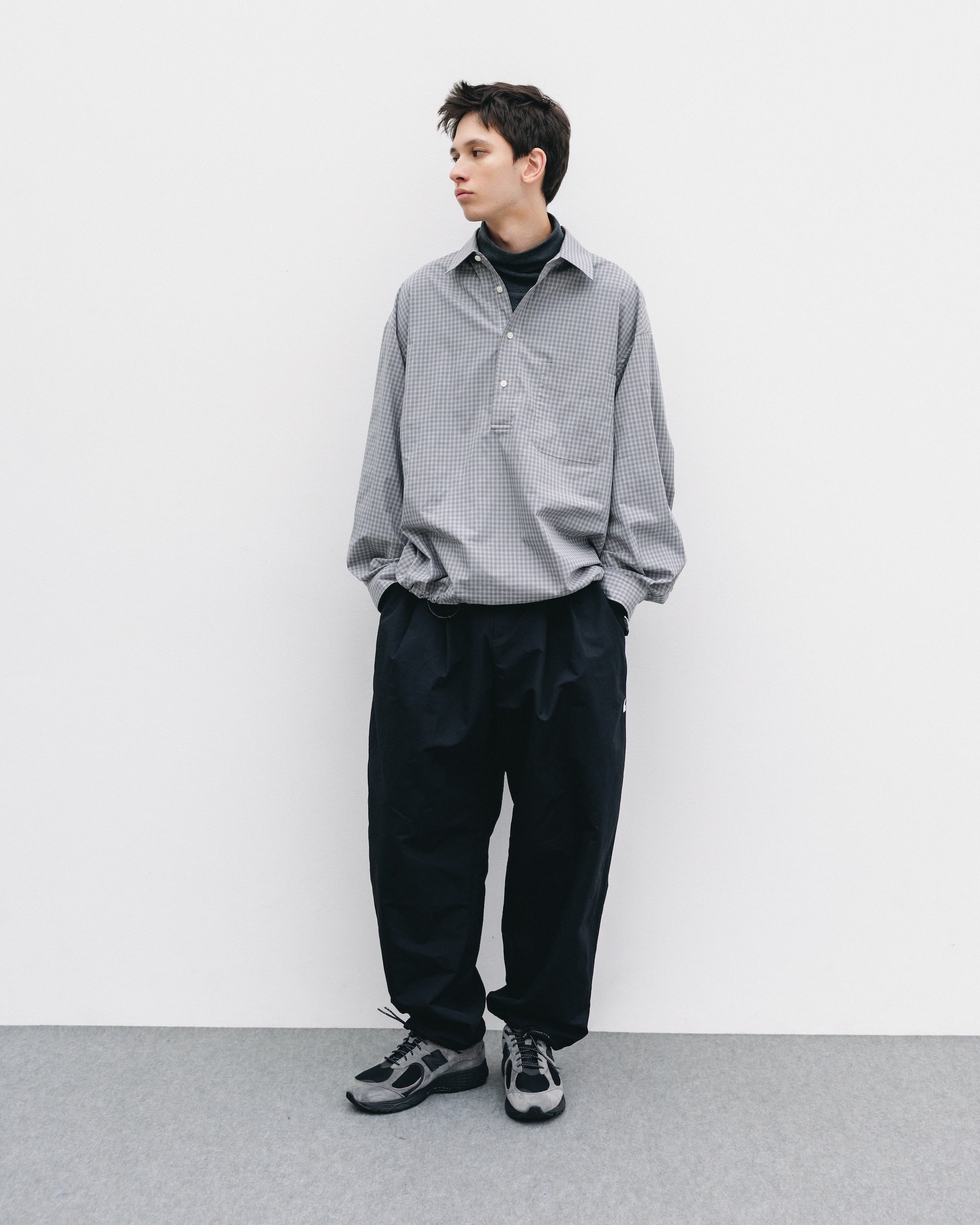 【11.8 SAT 20:00- IN STOCK】MINI PLAID L/S PULLOVER SHIRT (GRAY)