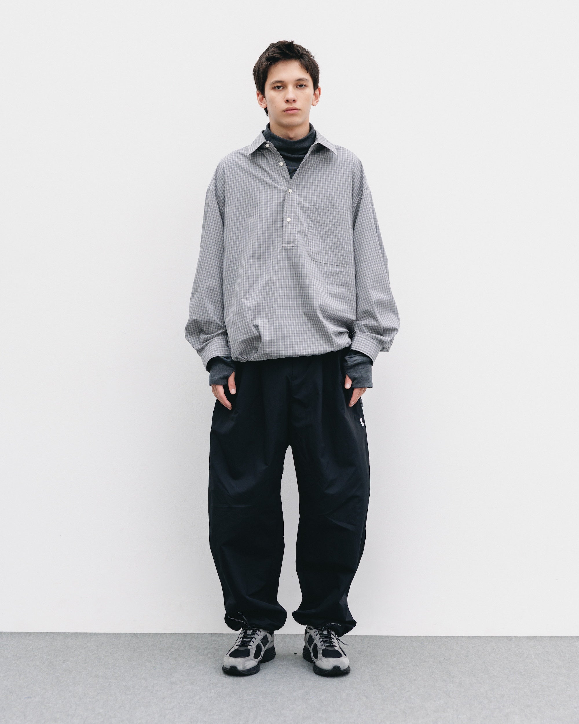 【11.8 SAT 20:00- IN STOCK】MINI PLAID L/S PULLOVER SHIRT (GRAY)