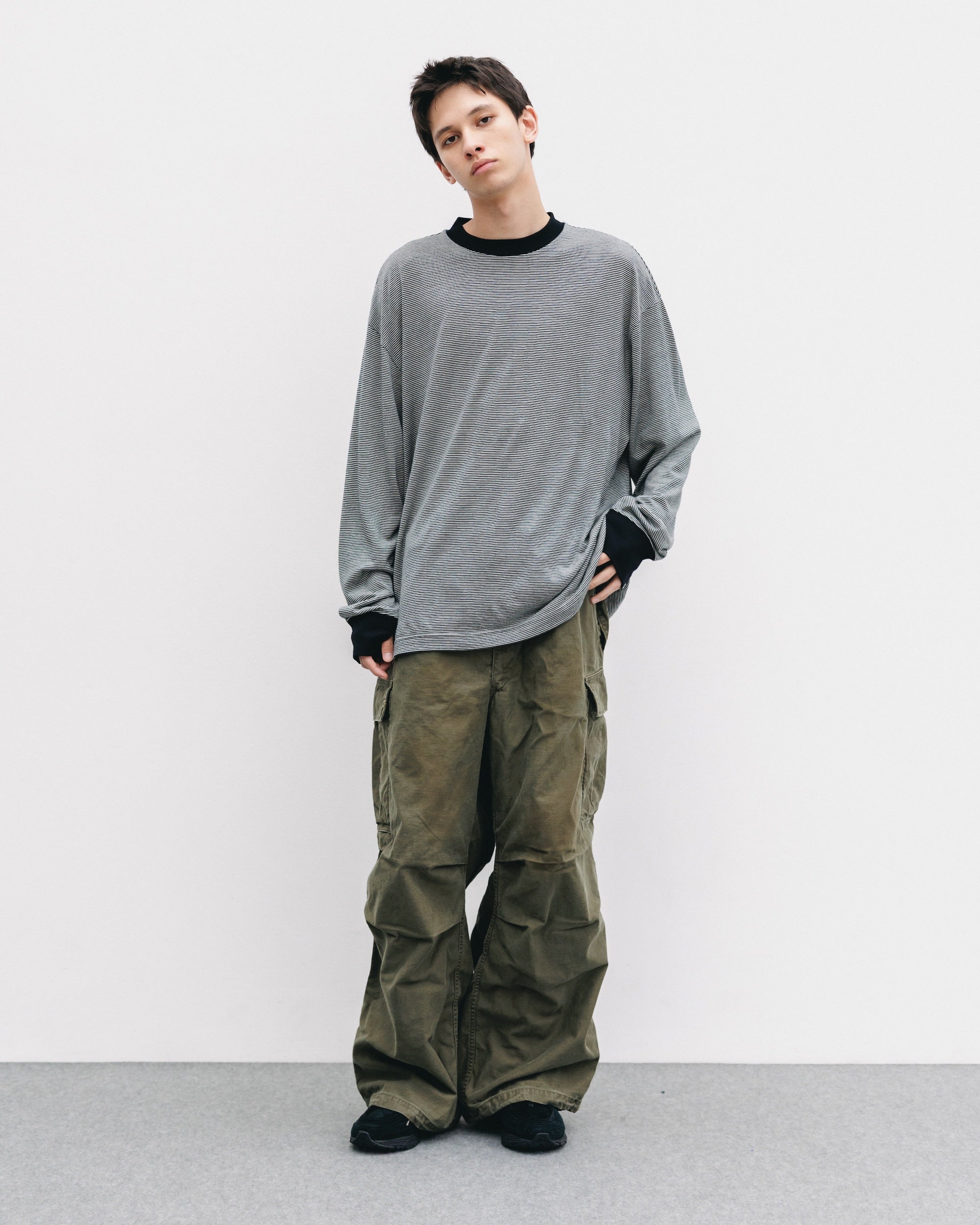 【11.12 WED 20:00- IN STOCK】WOOL BORDER L/S T-SHIRT (BLACK×WHITE)