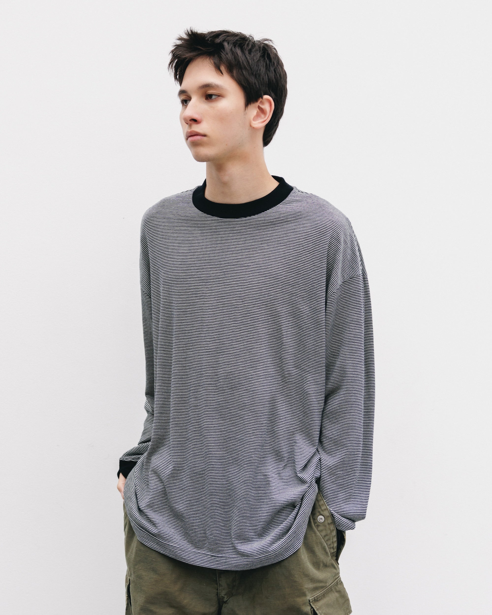 【11.12 WED 20:00- IN STOCK】WOOL BORDER L/S T-SHIRT (BLACK×WHITE)