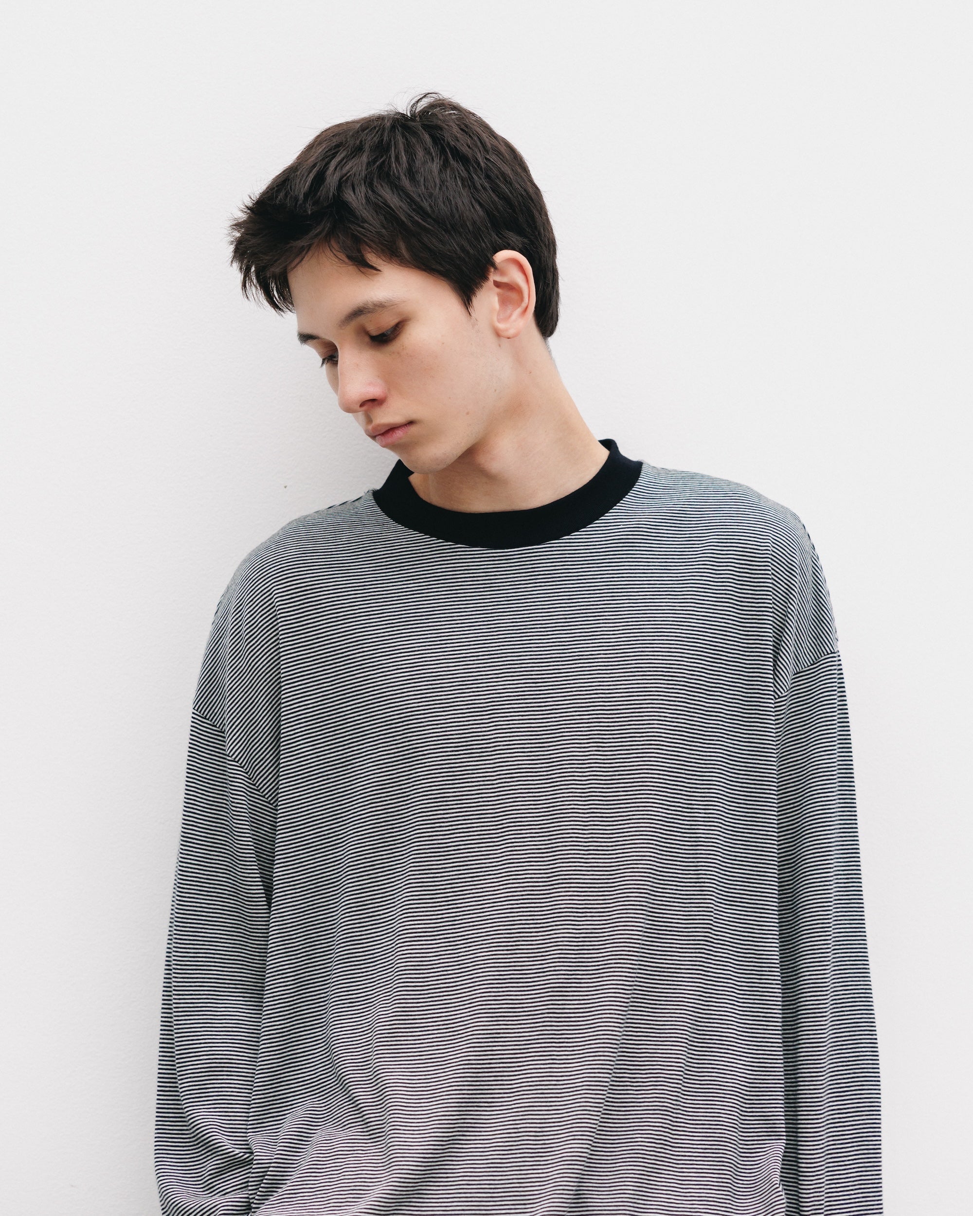 【11.12 WED 20:00- IN STOCK】WOOL BORDER L/S T-SHIRT (BLACK×WHITE)
